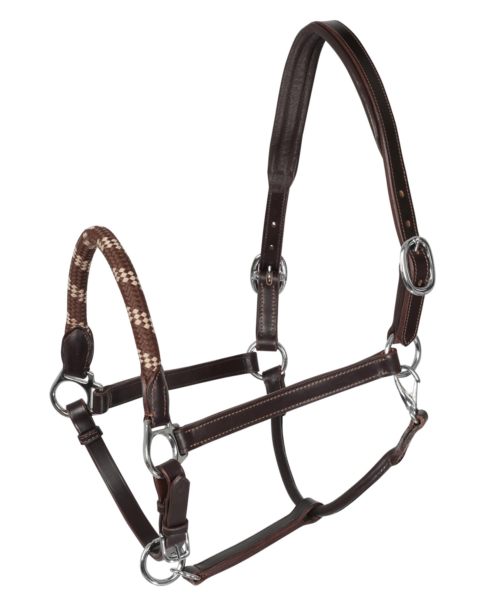 Acavallo Halter Anatomical Leather Rope Noseband Dark Brown