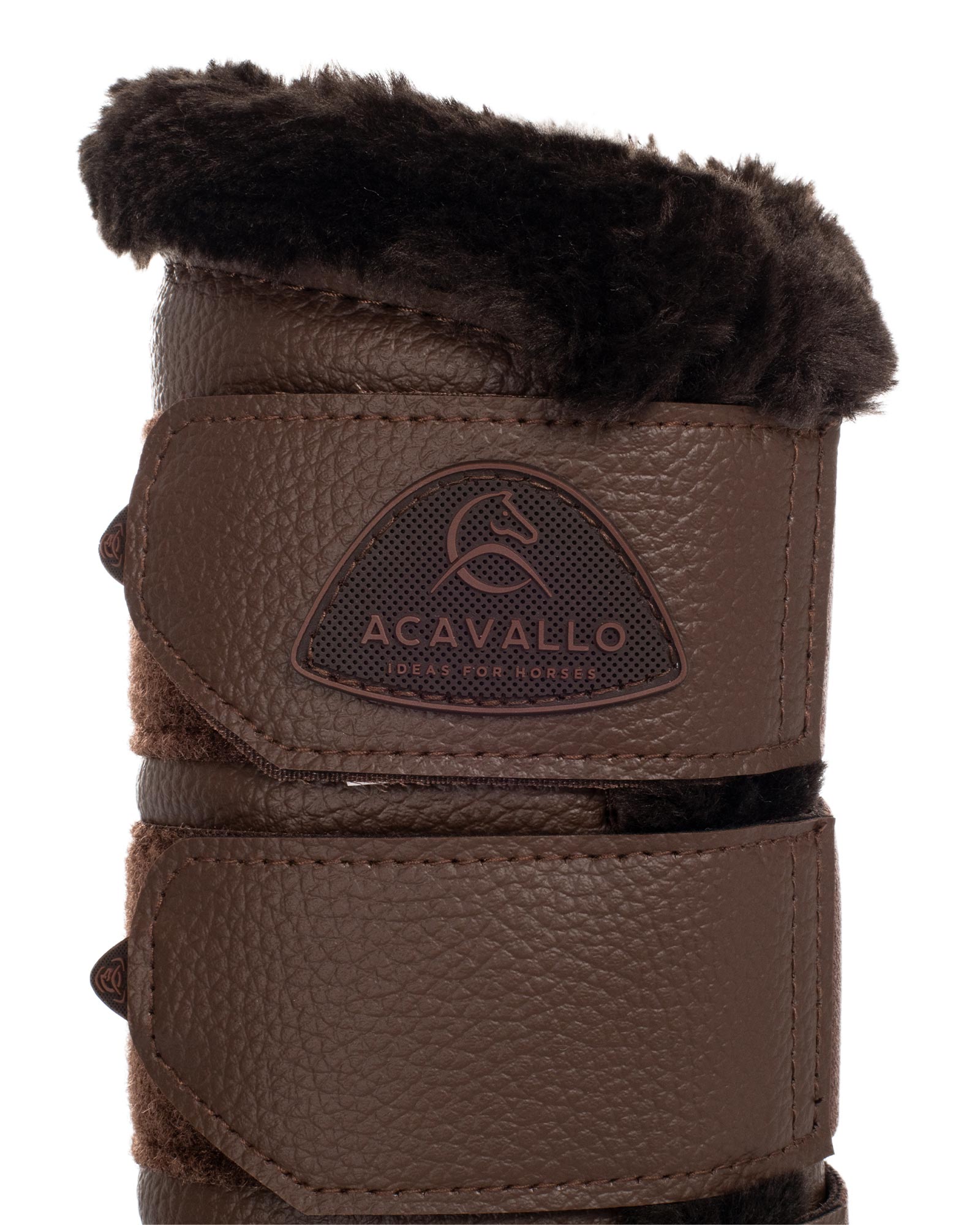 Acavallo Hind Brushing Boots Faux Leather & Faux Sheepskin Dark Brown
