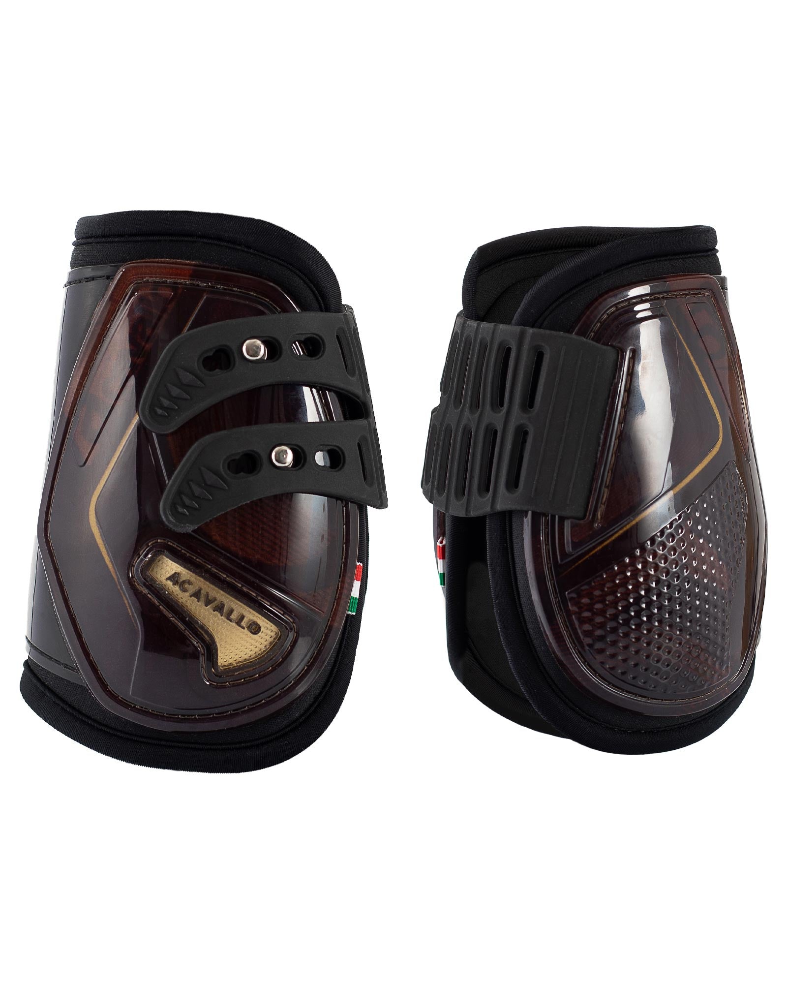 Acavallo Opera Fetlock Boots Elastic And Button Fastening Brown/Titanium Gold