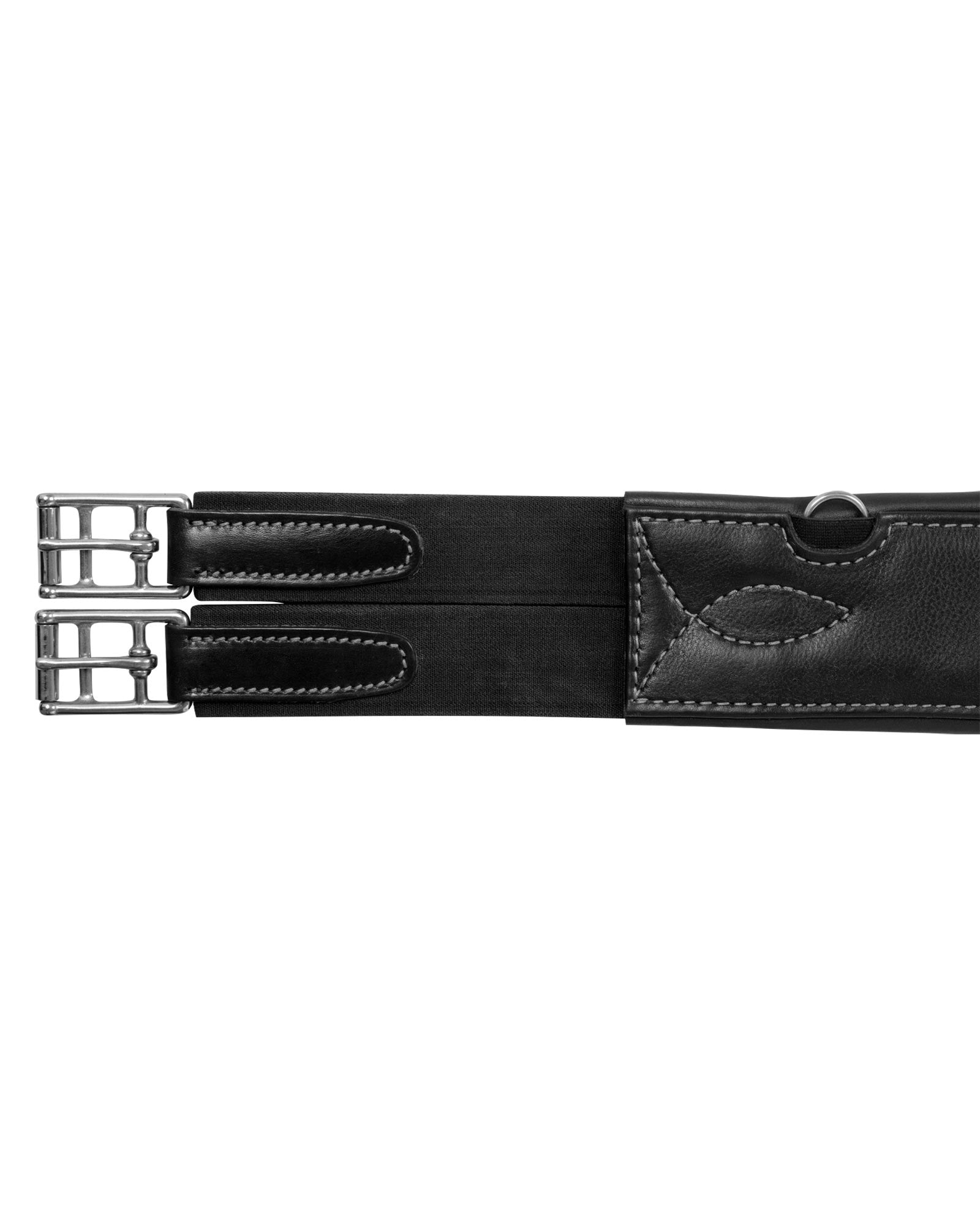 Acavallo Jumping Stud Guard Girth Leather & Gel Black