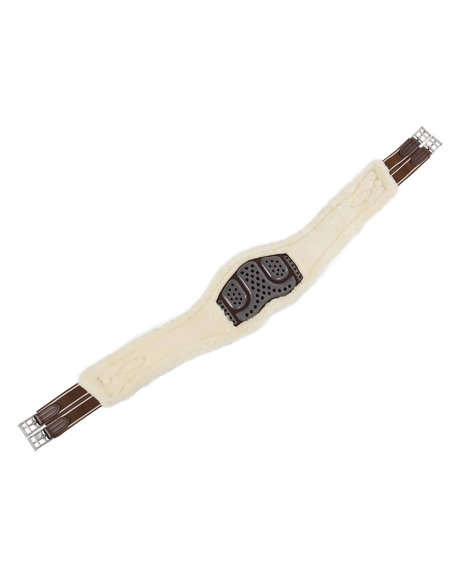 Acavallo Jumping Girth Classic Gel Pvc Detachable Faux Sheepskin Dark Brown