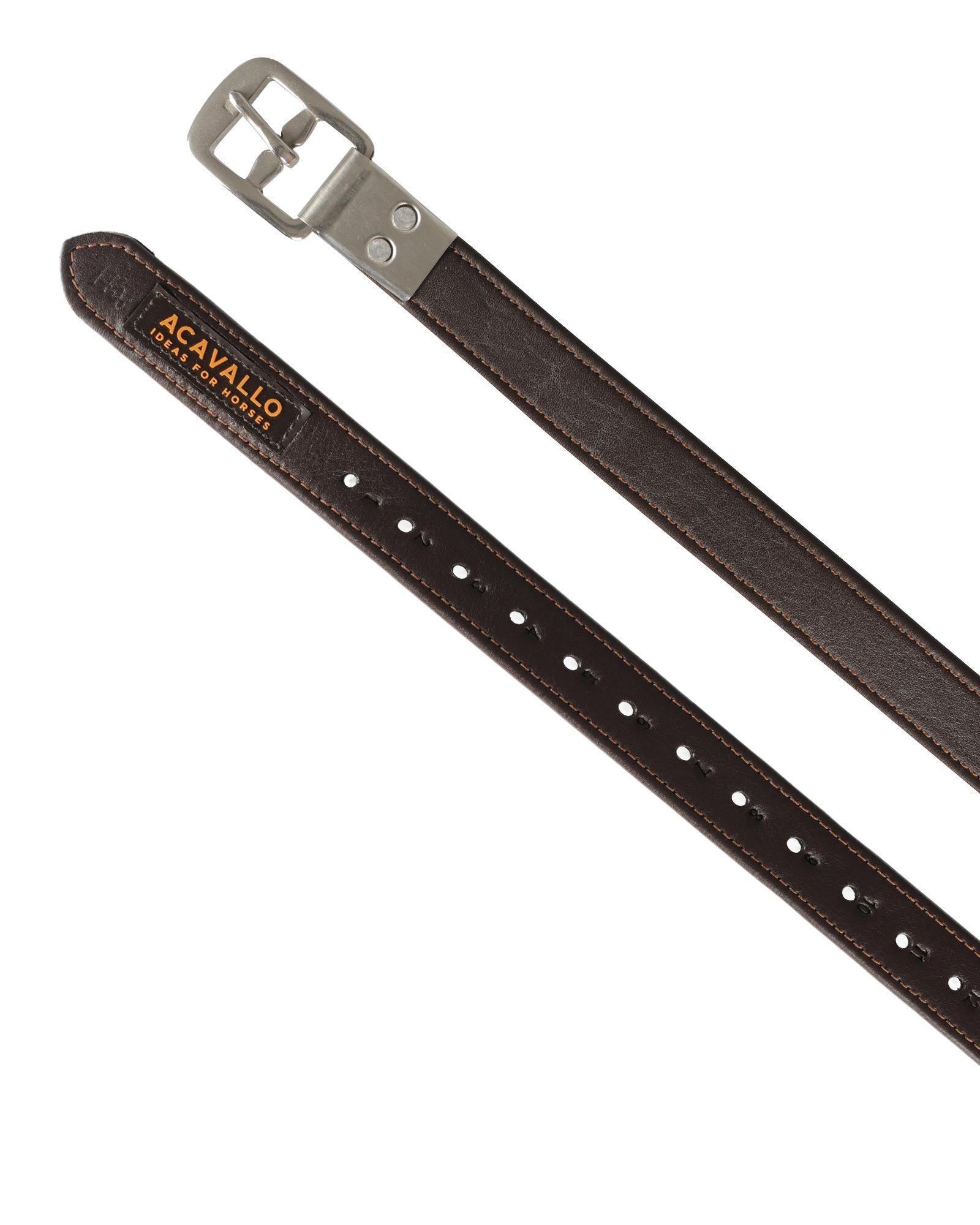 Acavallo Calfskin Stirrup Leathers Encased Buckle Dark Brown