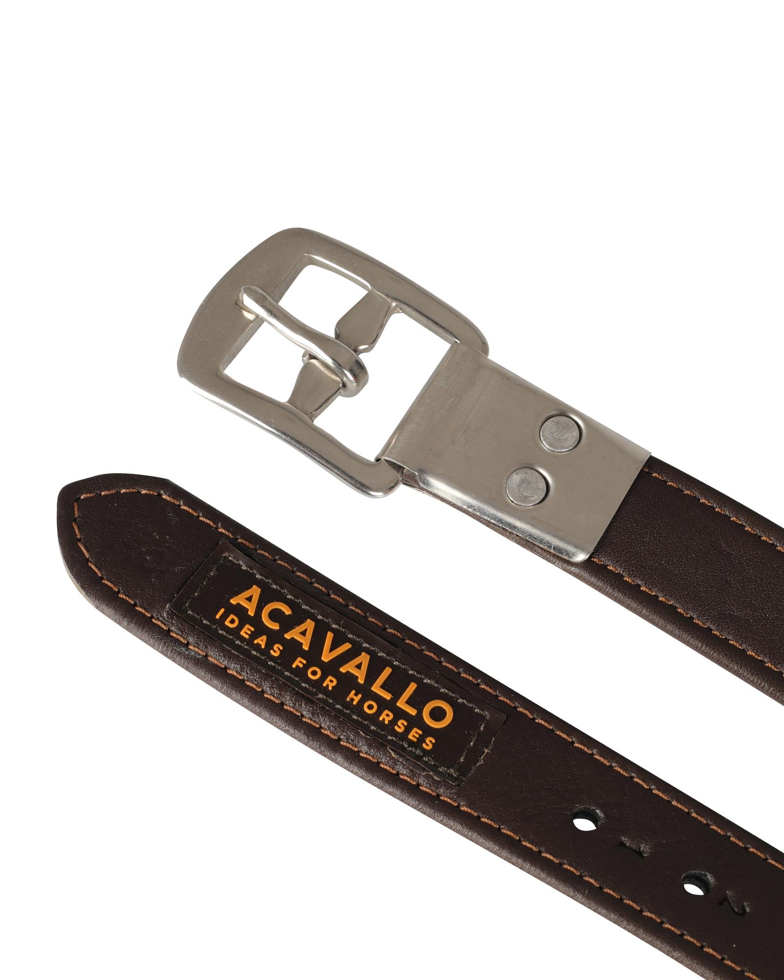 Acavallo Calfskin Stirrup Leathers Encased Buckle Dark Brown