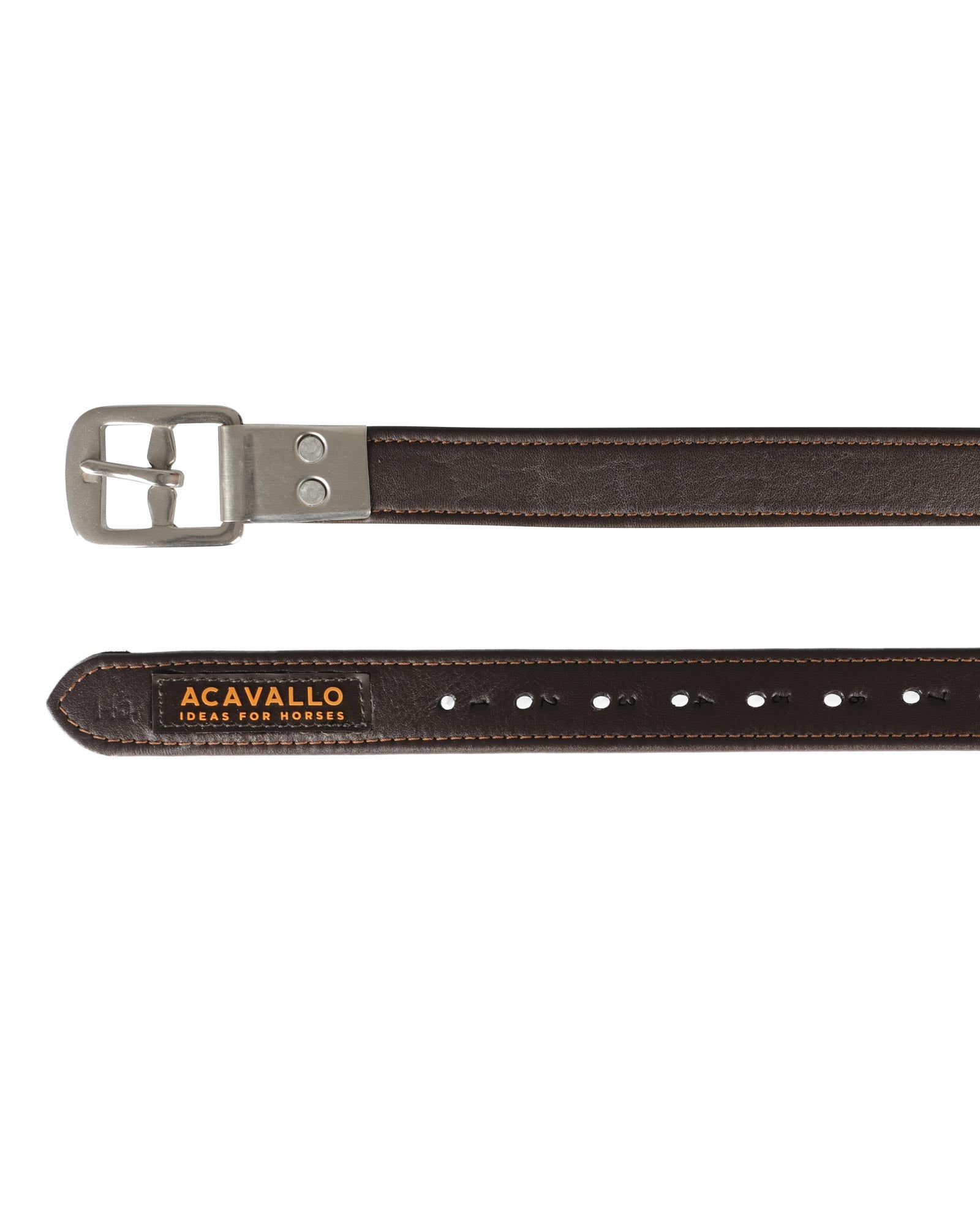 Acavallo Calfskin Stirrup Leathers Encased Buckle Dark Brown