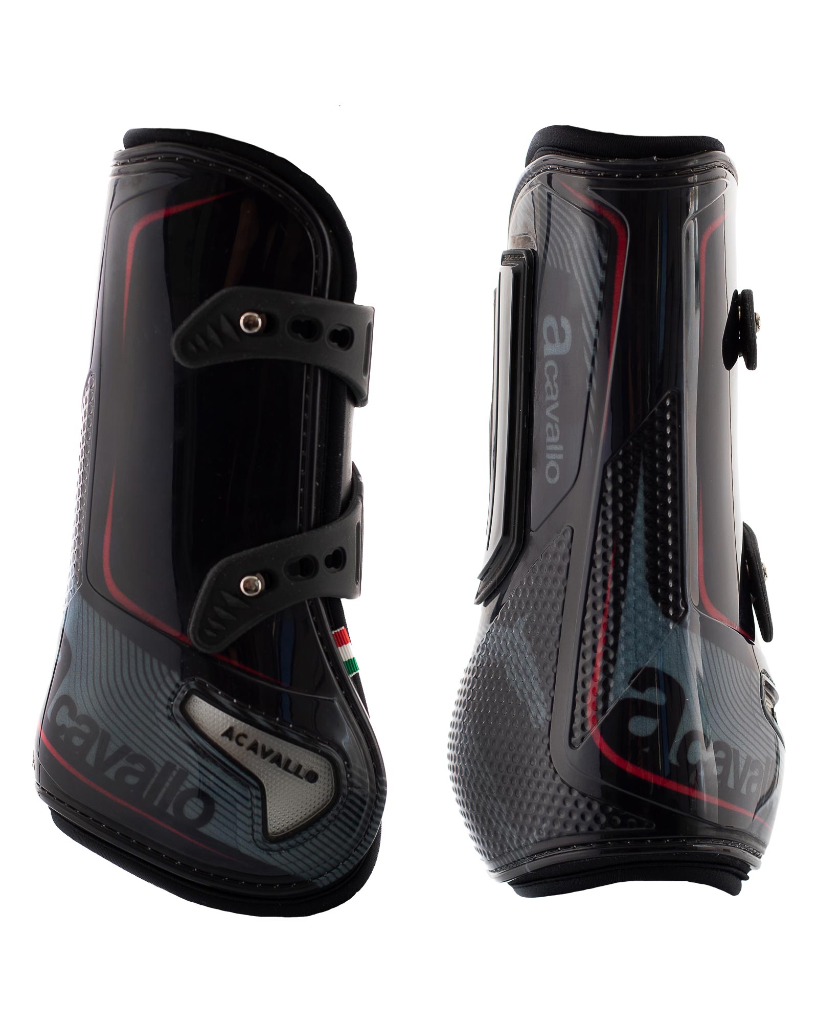 Acavallo Opera Tendon Boots Elastic And Button Fastening Black/Red