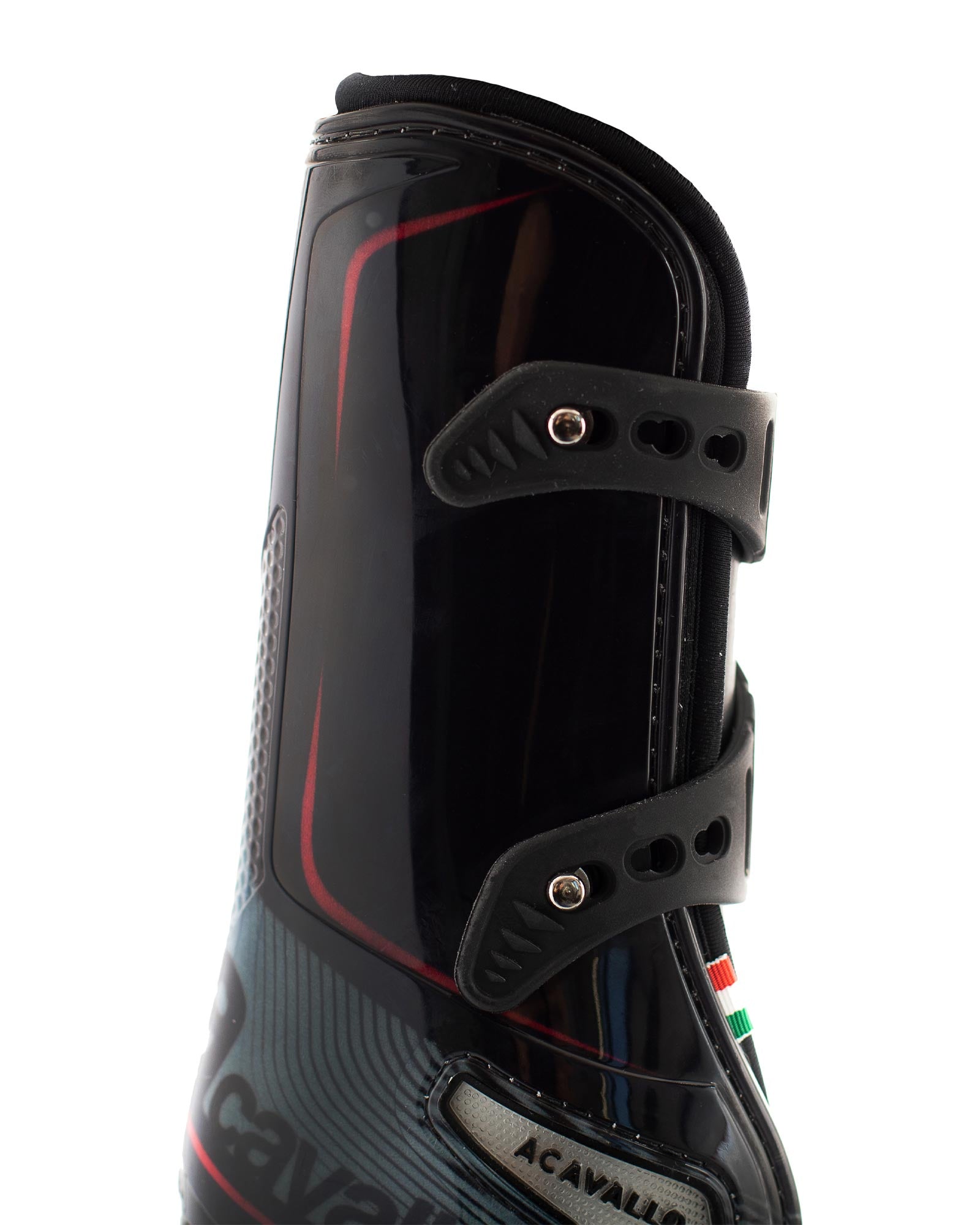 Acavallo Opera Tendon Boots Elastic And Button Fastening Black/Red