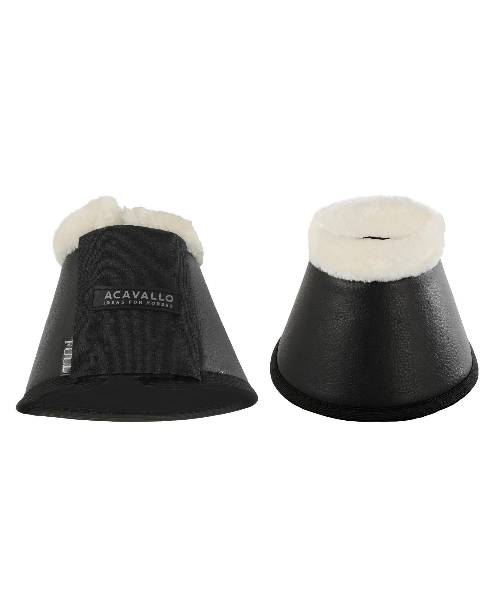 Acavallo Eco-Leather Bell Boots Faux Sheepskin & Hook-And-Loop Closure Black