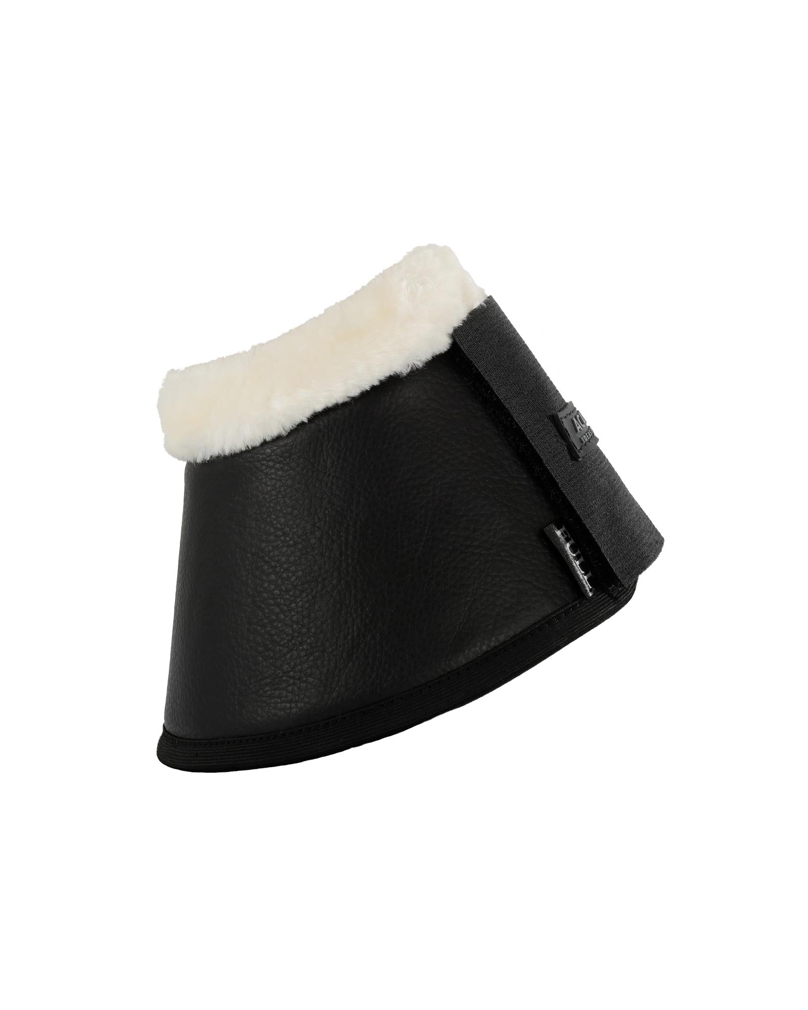 Acavallo Eco-Leather Bell Boots Faux Sheepskin & Hook-And-Loop Closure Black