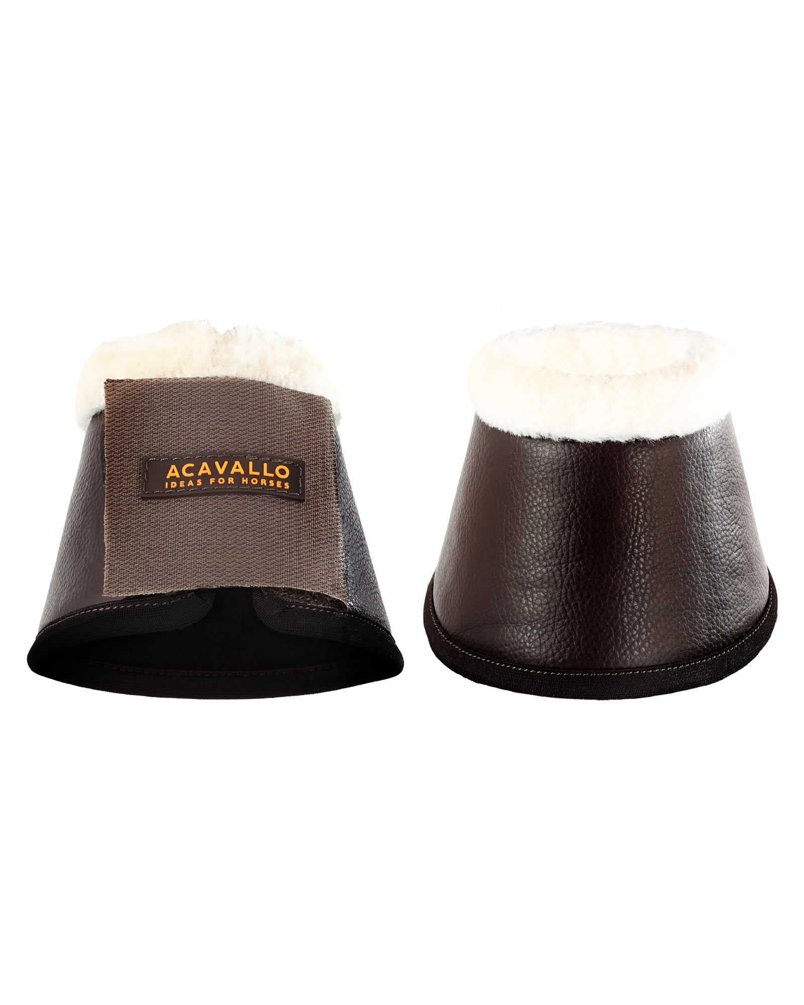 Acavallo Eco-Leather Bell Boots Faux Sheepskin & Hook-And-Loop Closure Brown