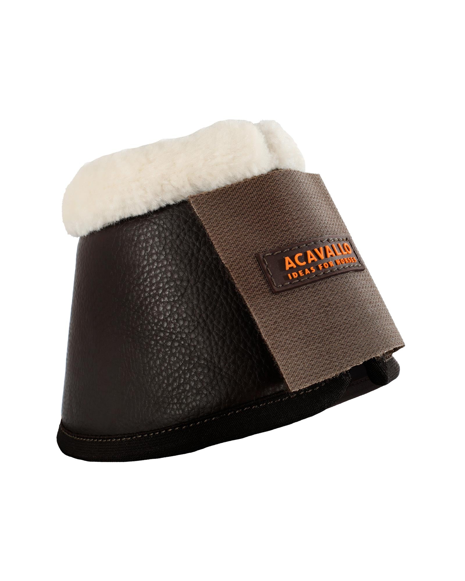 Acavallo Eco-Leather Bell Boots Faux Sheepskin & Hook-And-Loop Closure Brown