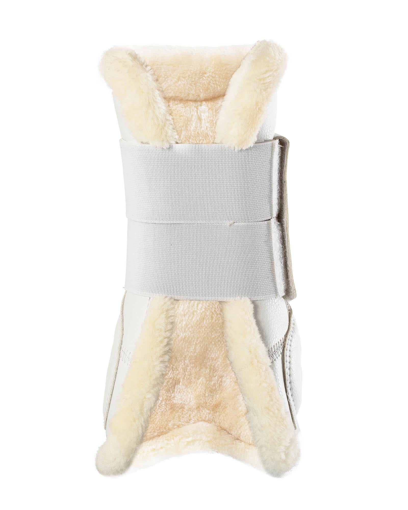 Acavallo Jumping Tendon Boots Faux Sheepskin & Hook-And-Loop Closure White