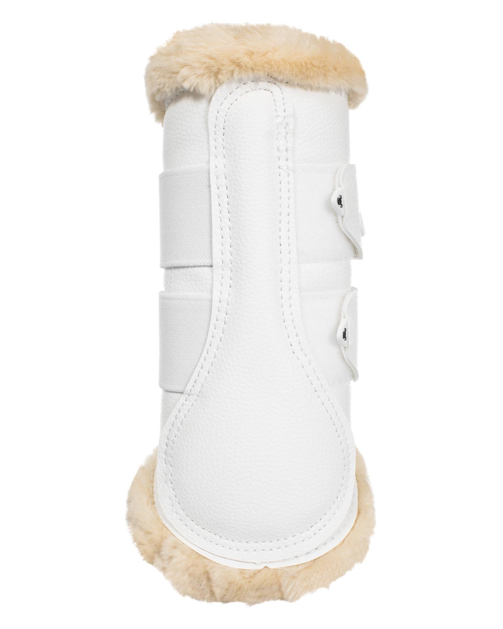 Acavallo Front Brushing Boots Eco-Leather & Faux Sheepskin White