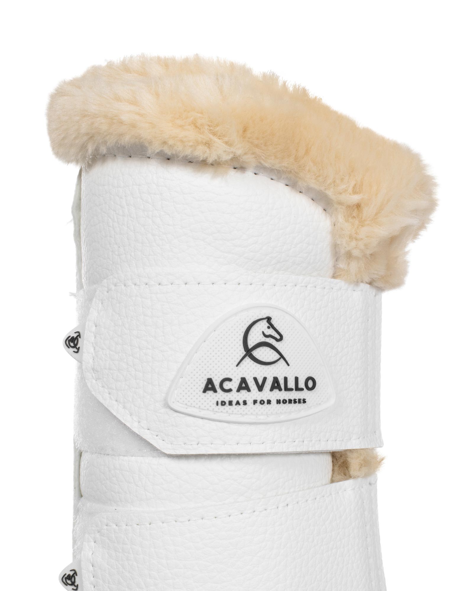Acavallo Front Brushing Boots Eco-Leather & Faux Sheepskin White