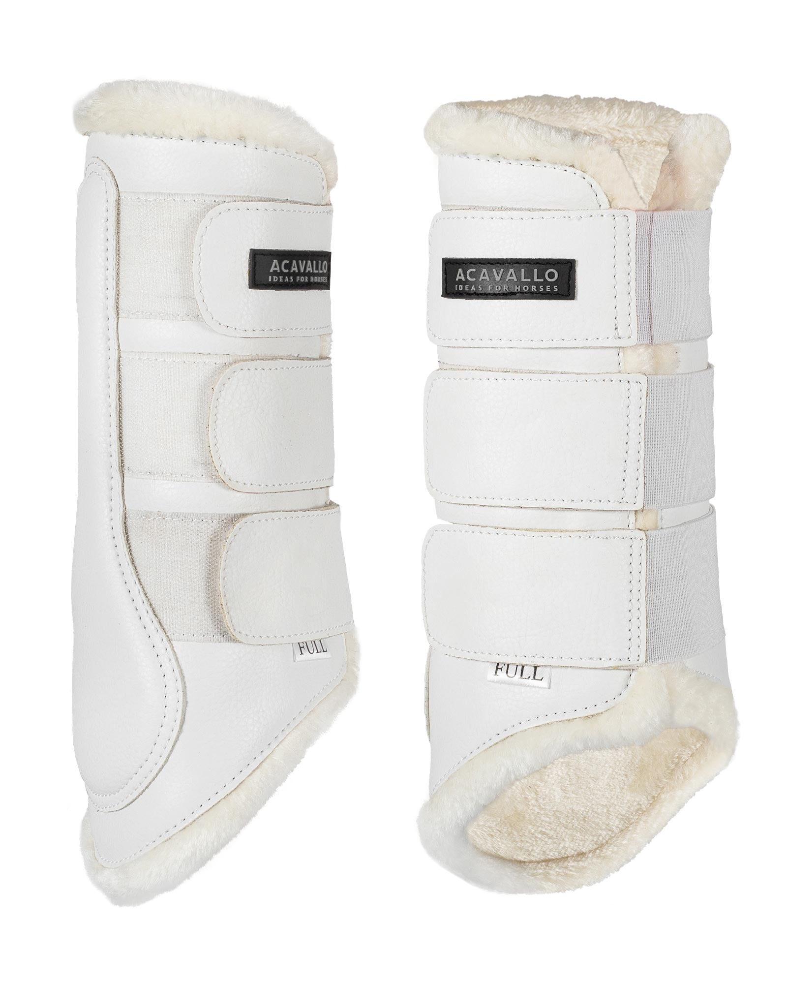 Acavallo Hind Brushing Boots Faux Sheepskin & Triple Hook-And-Loop Closure White