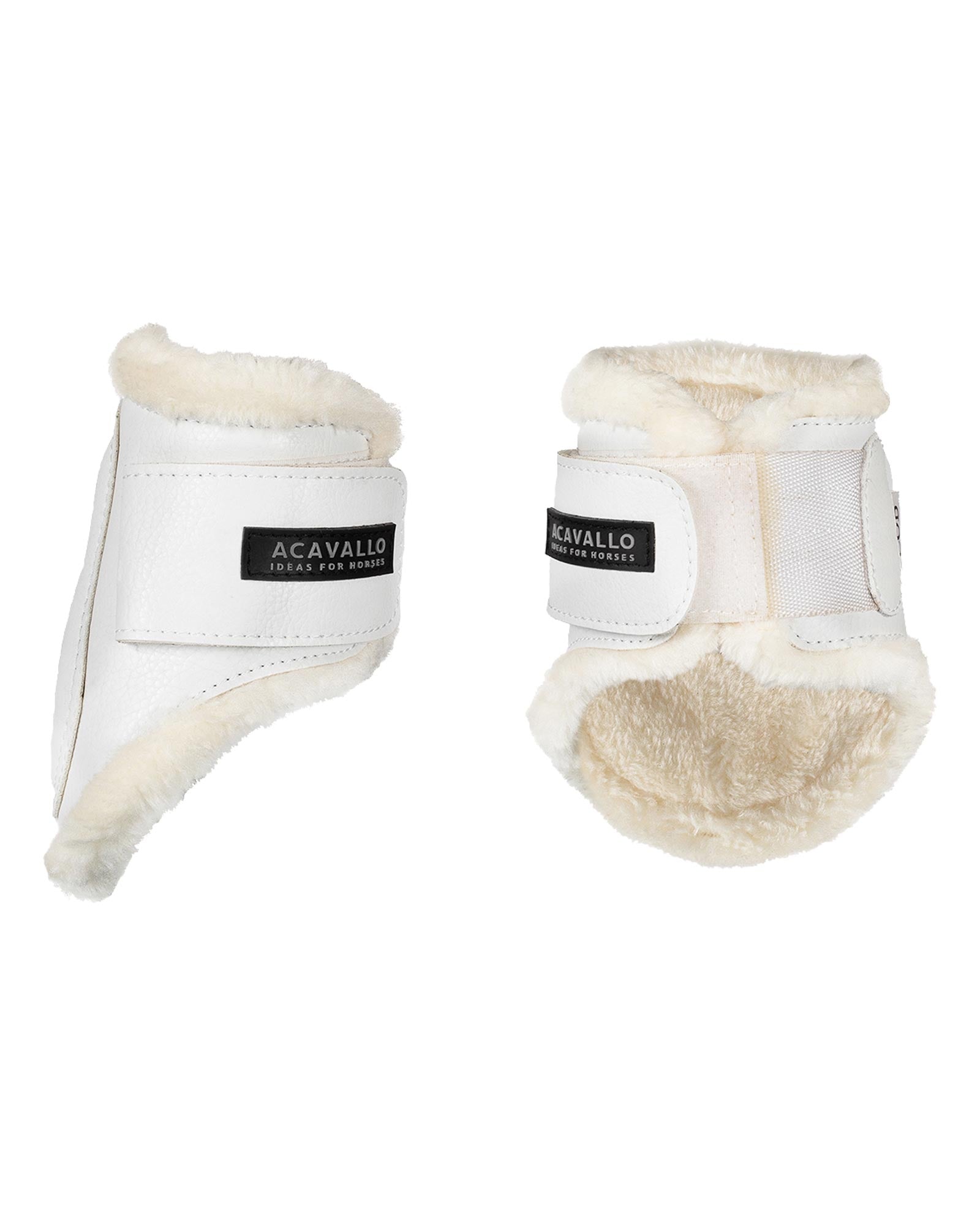 Acavallo Jumping Fetlock Boots Faux Sheepskin & Hook-And-Loop Closure White