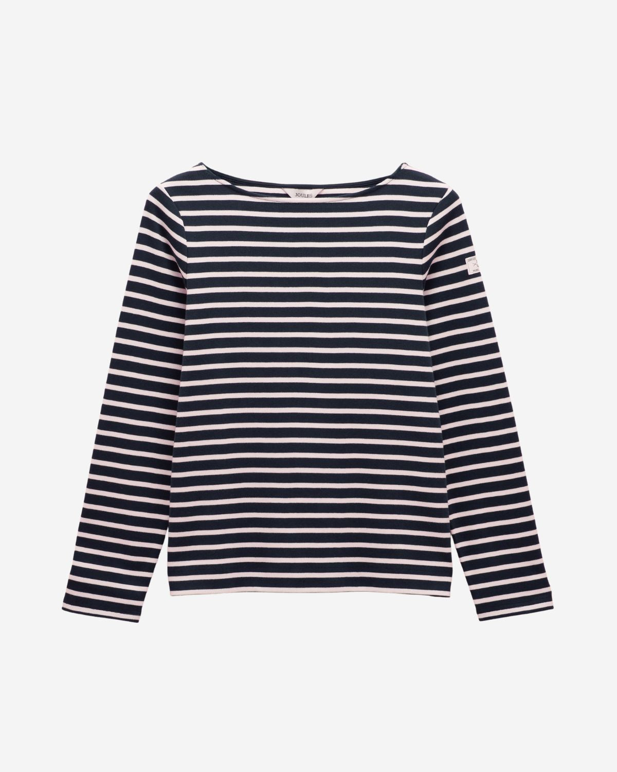 Joules Harbour Navy & White Boat Neck Long Sleeve Breton Stripe Top