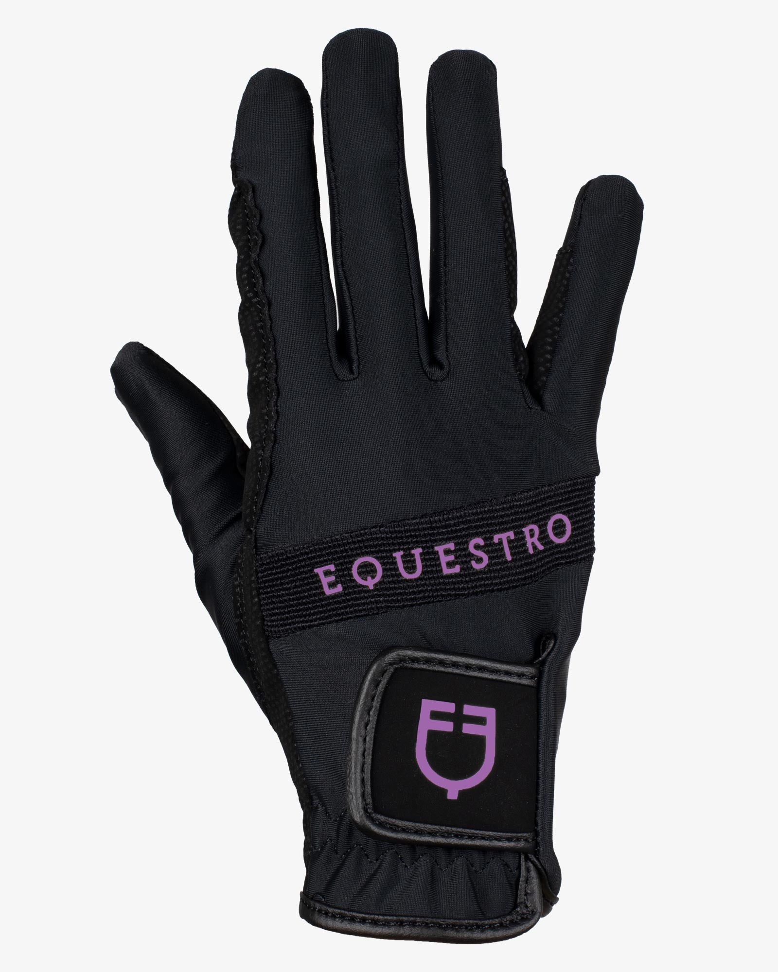 Equestro Gloves In Technical Fabric With Multicolor Logo Black Purple