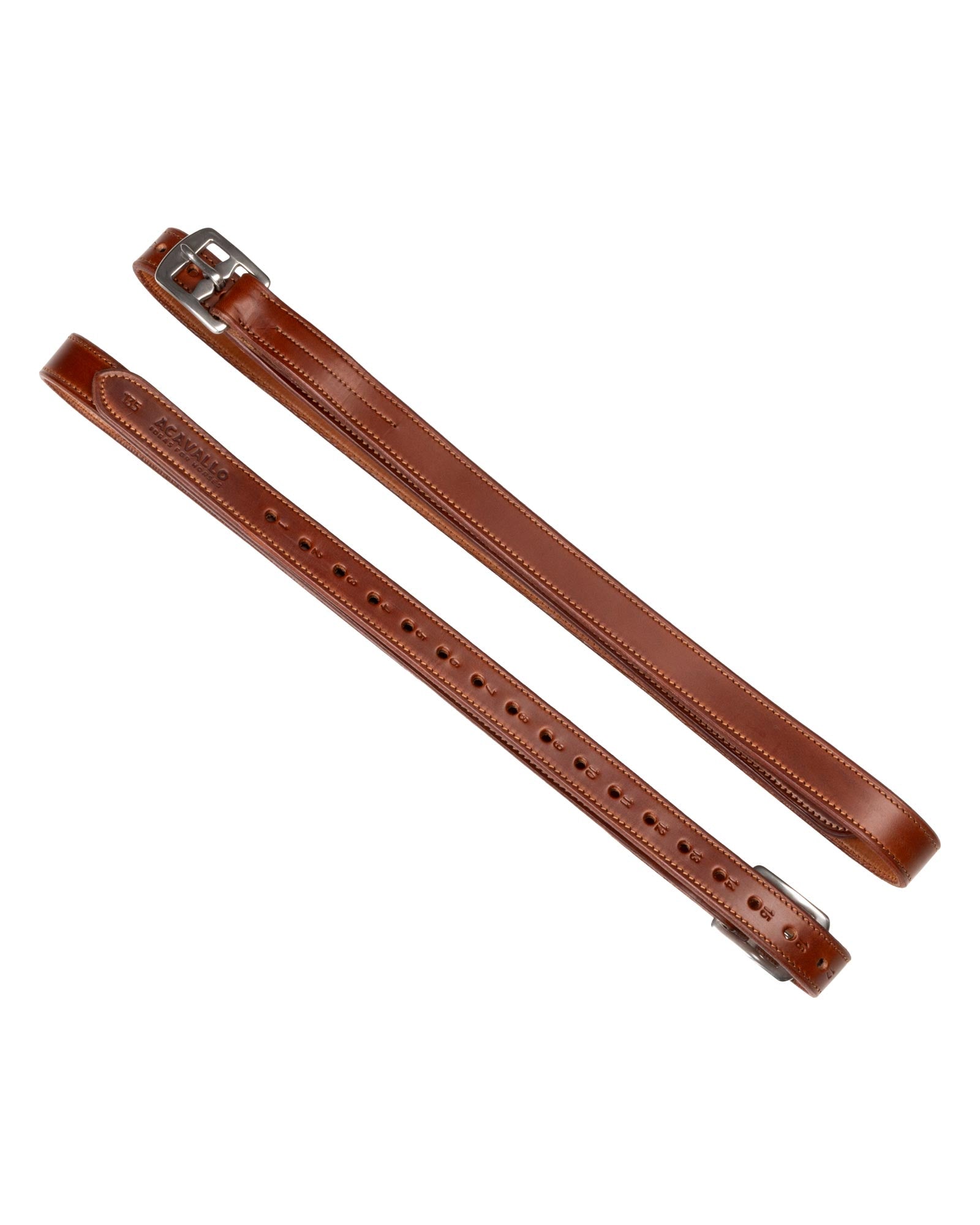 Acavallo Calfskin Stirrup Leathers Internal Reinforcement Cognac