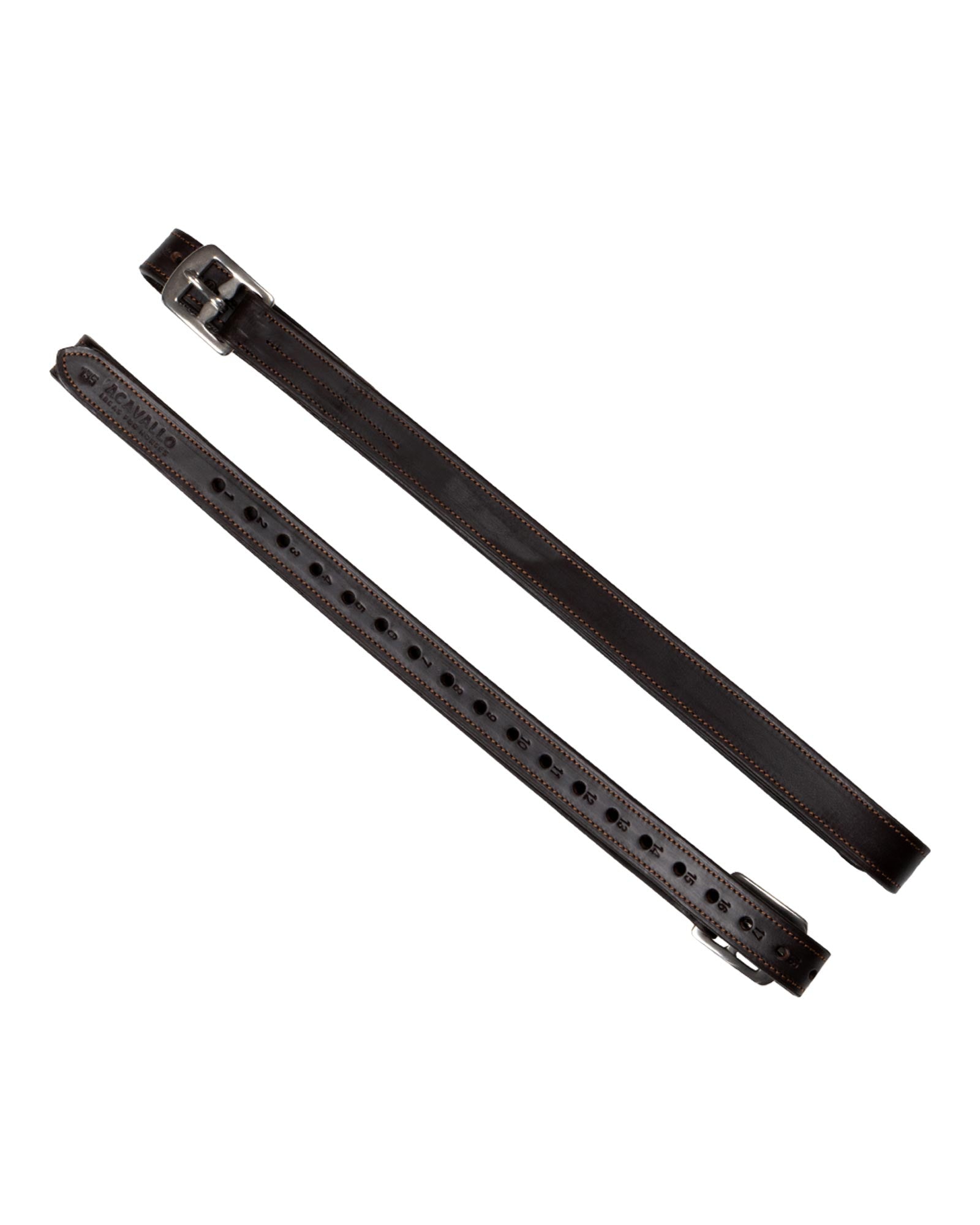 Acavallo Calfskin Stirrup Leathers Internal Reinforcement Dark Brown