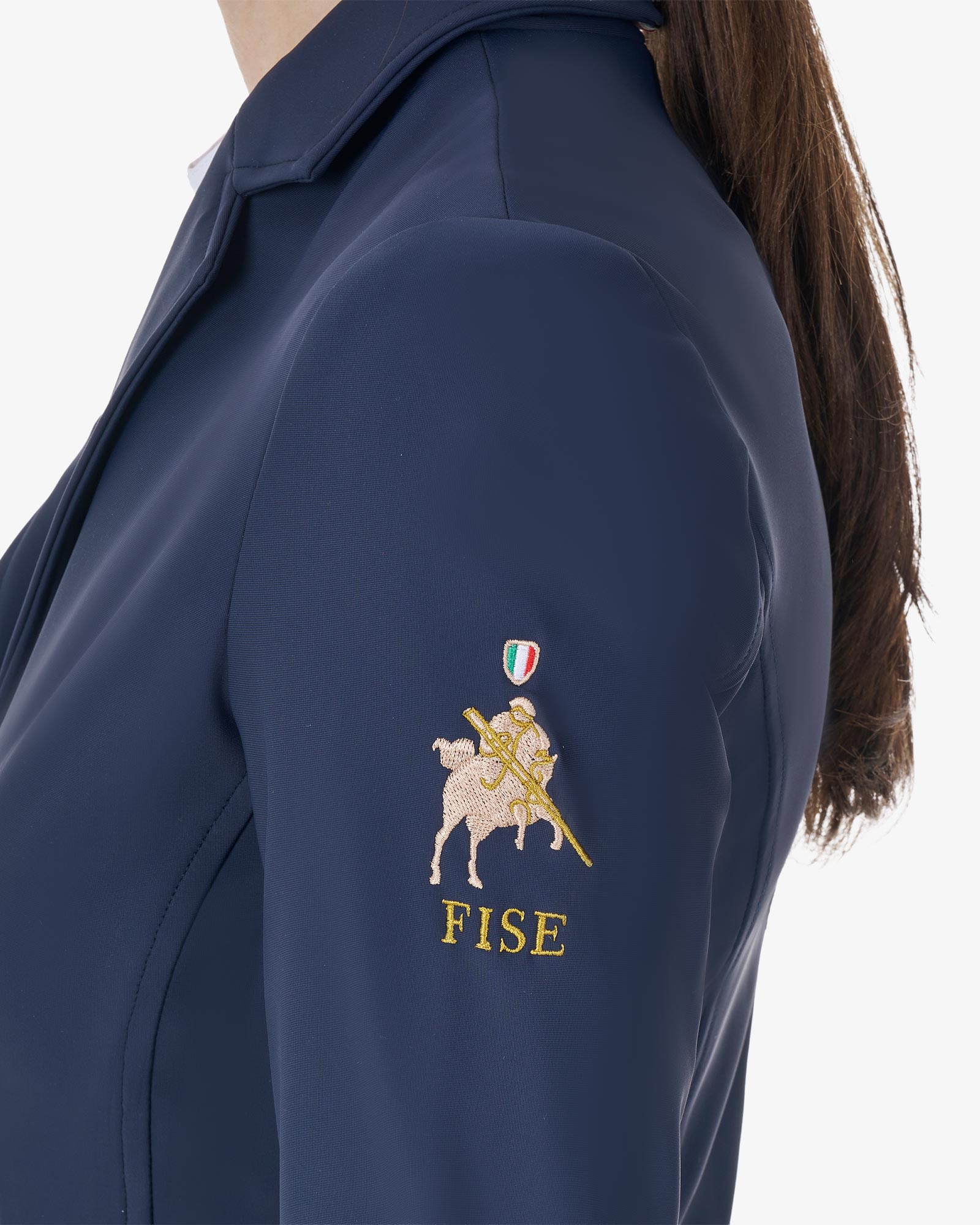 Equestro Women's Three Button Competition Jacket Equestro X Fise Navy Blazer | Equiflair