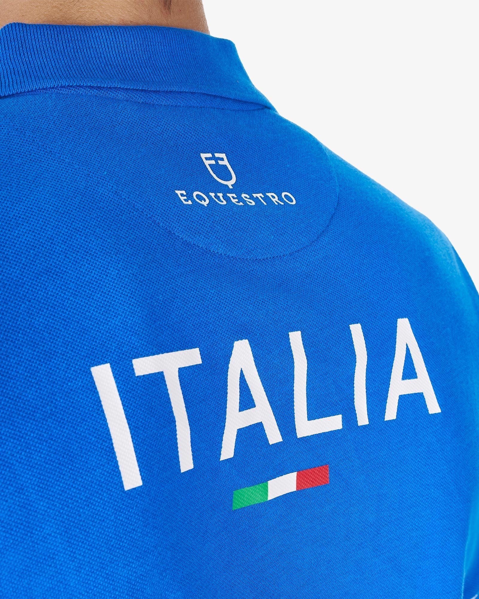 Equestro Men's Three Button Training Polo Shirt Equestro X Fise Azzurro Savoia | Equiflair