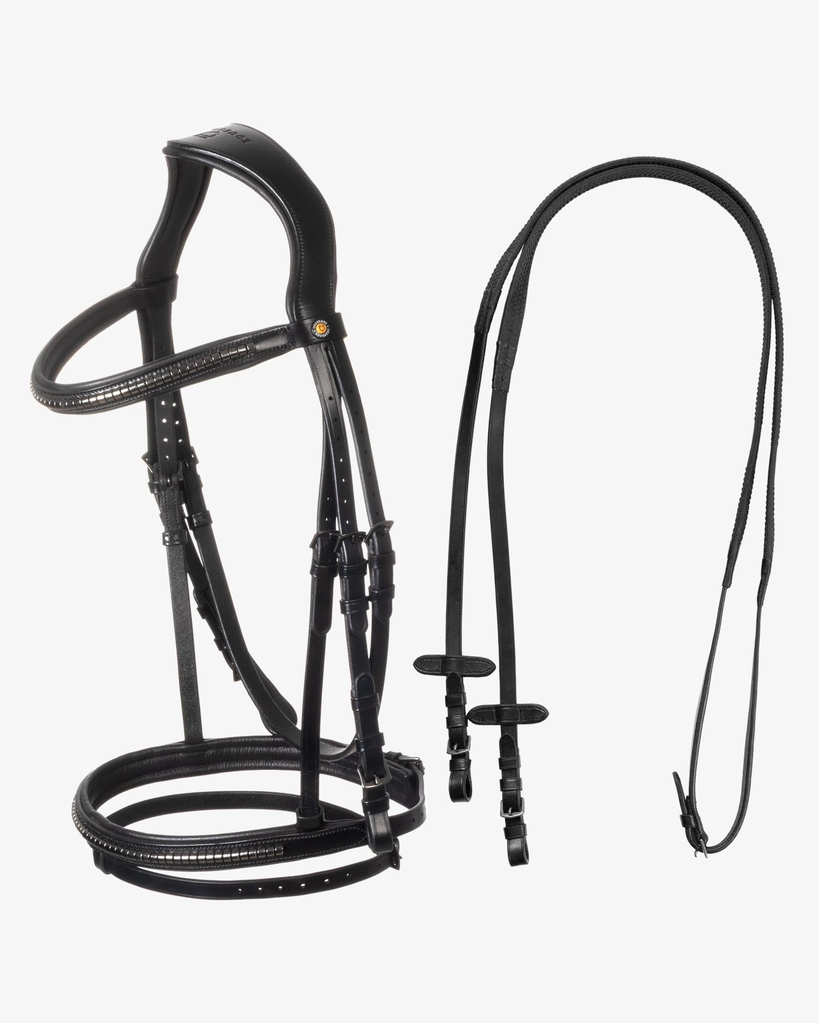 Equestro Leather Bridle With Black Clincher Black - Snaffle Bridle Horse Leatherwork COB