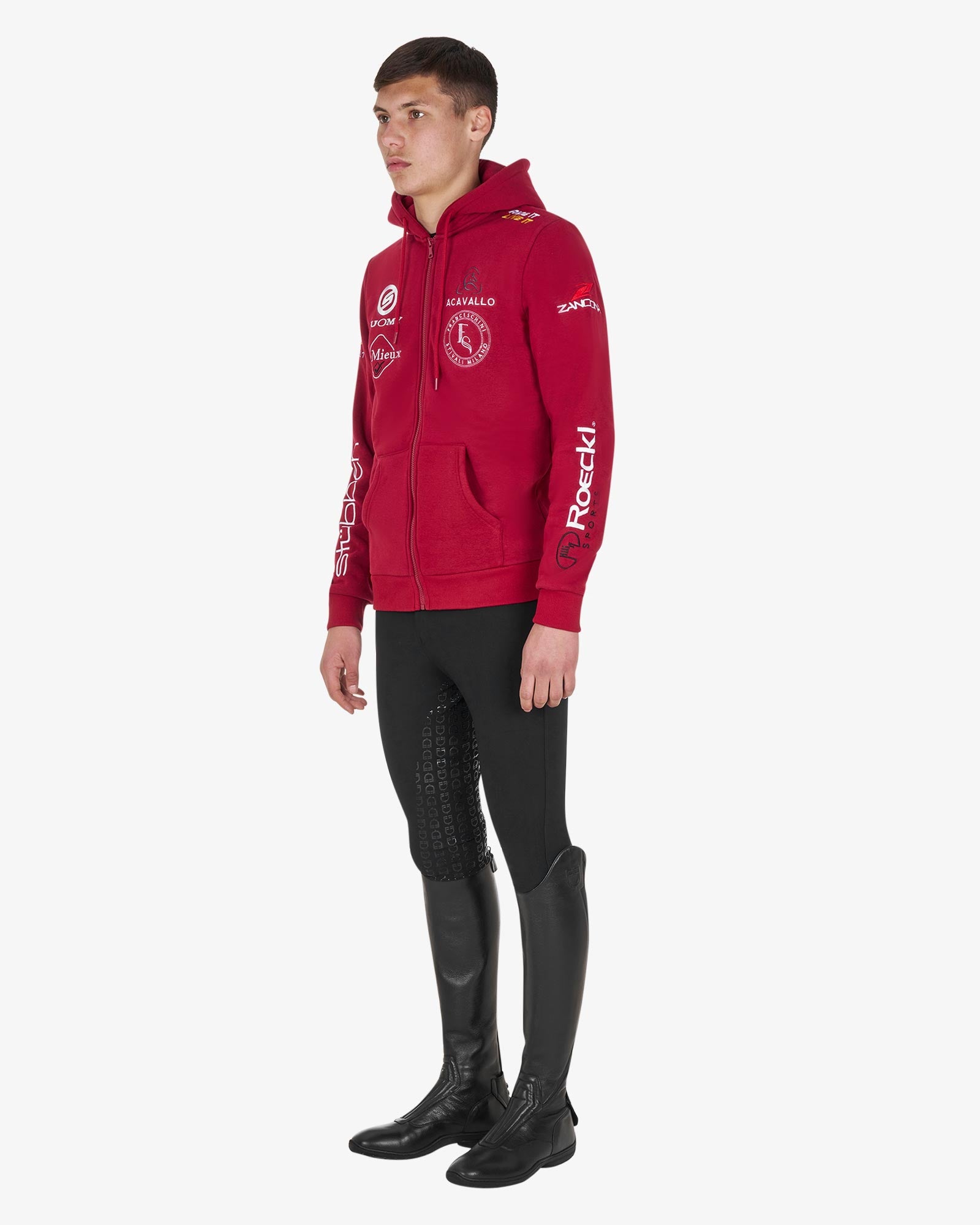 Equestro Men's Sweatshirt With Multi Logo Hood Scooter