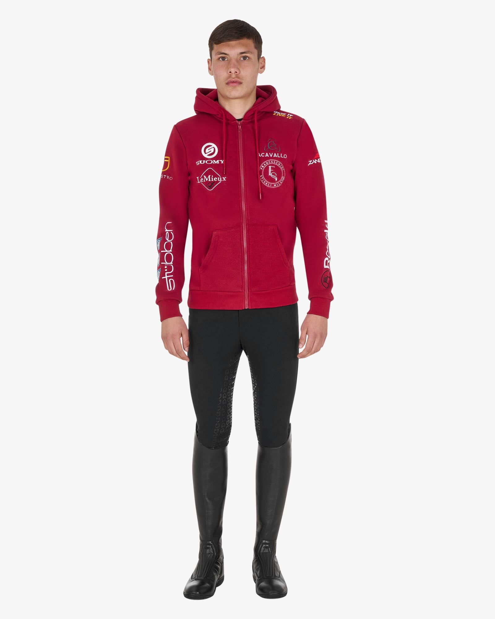 Equestro Men's Sweatshirt With Multi Logo Hood Scooter