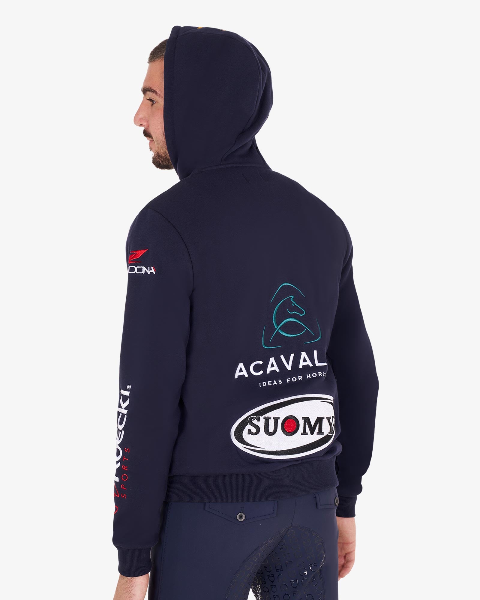 Equestro Men's Sweatshirt With Multi Logo Hood Navy Blazer