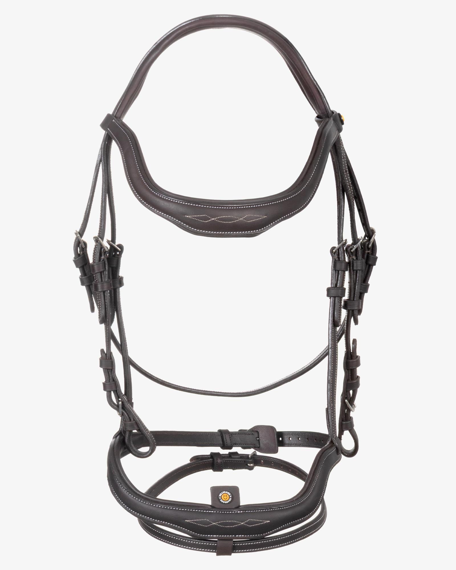 Equestro Soft Leather Stitched Bridle Dark Brown