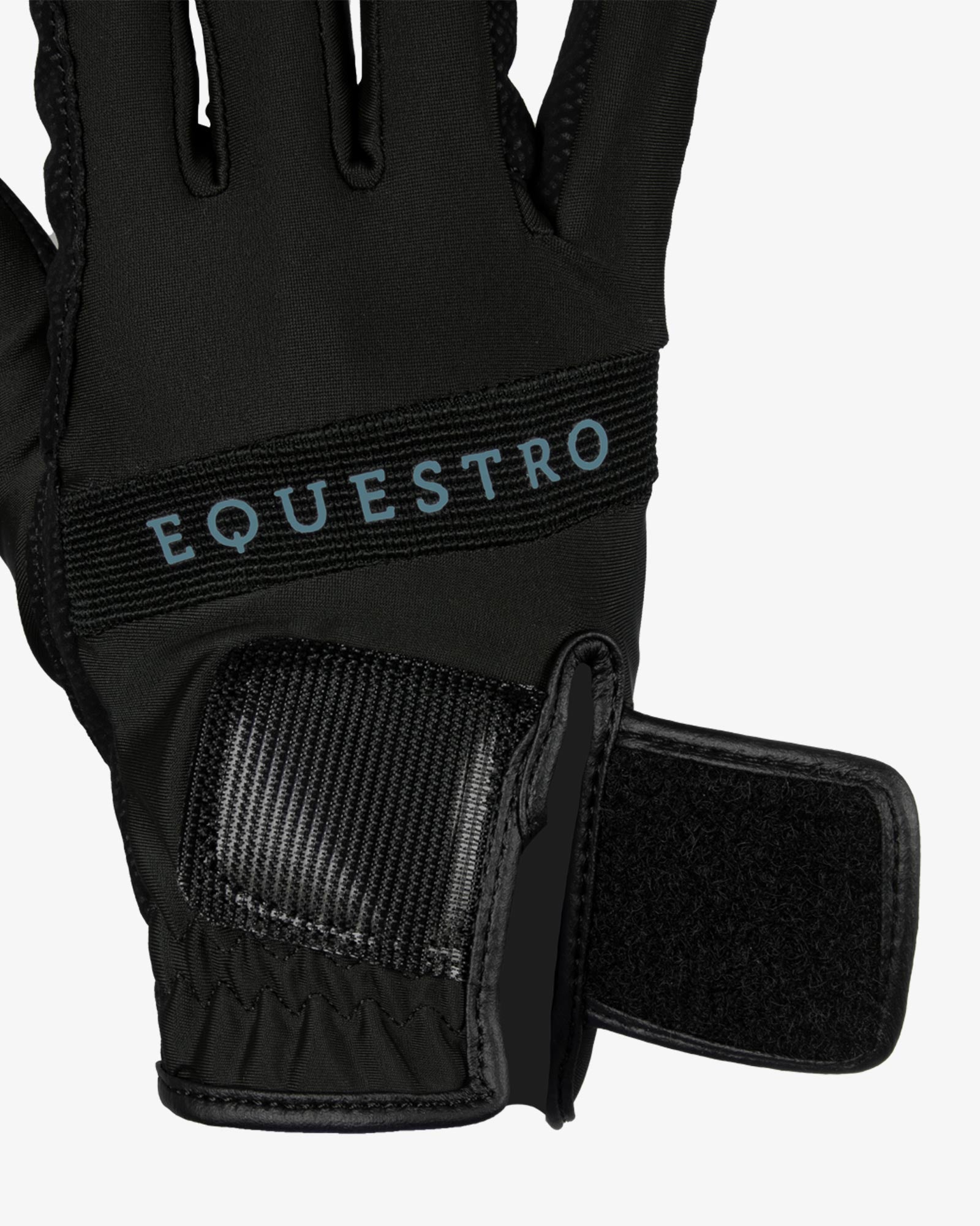 Equestro Gloves In Technical Fabric With Multicolor Logo Black Blue Coral