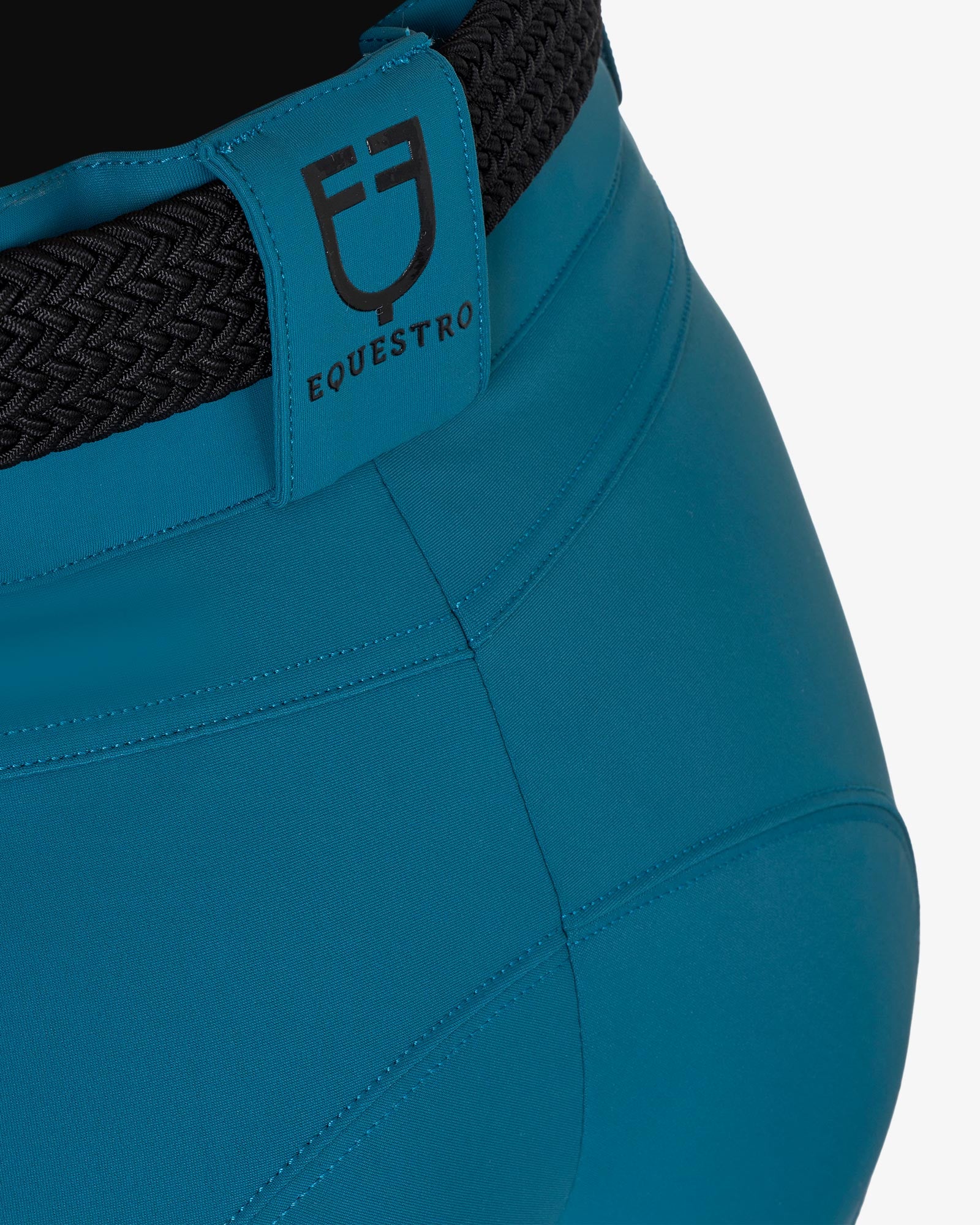 Equestro Women's High Waisted Knee Grip Breeches Blue Coral