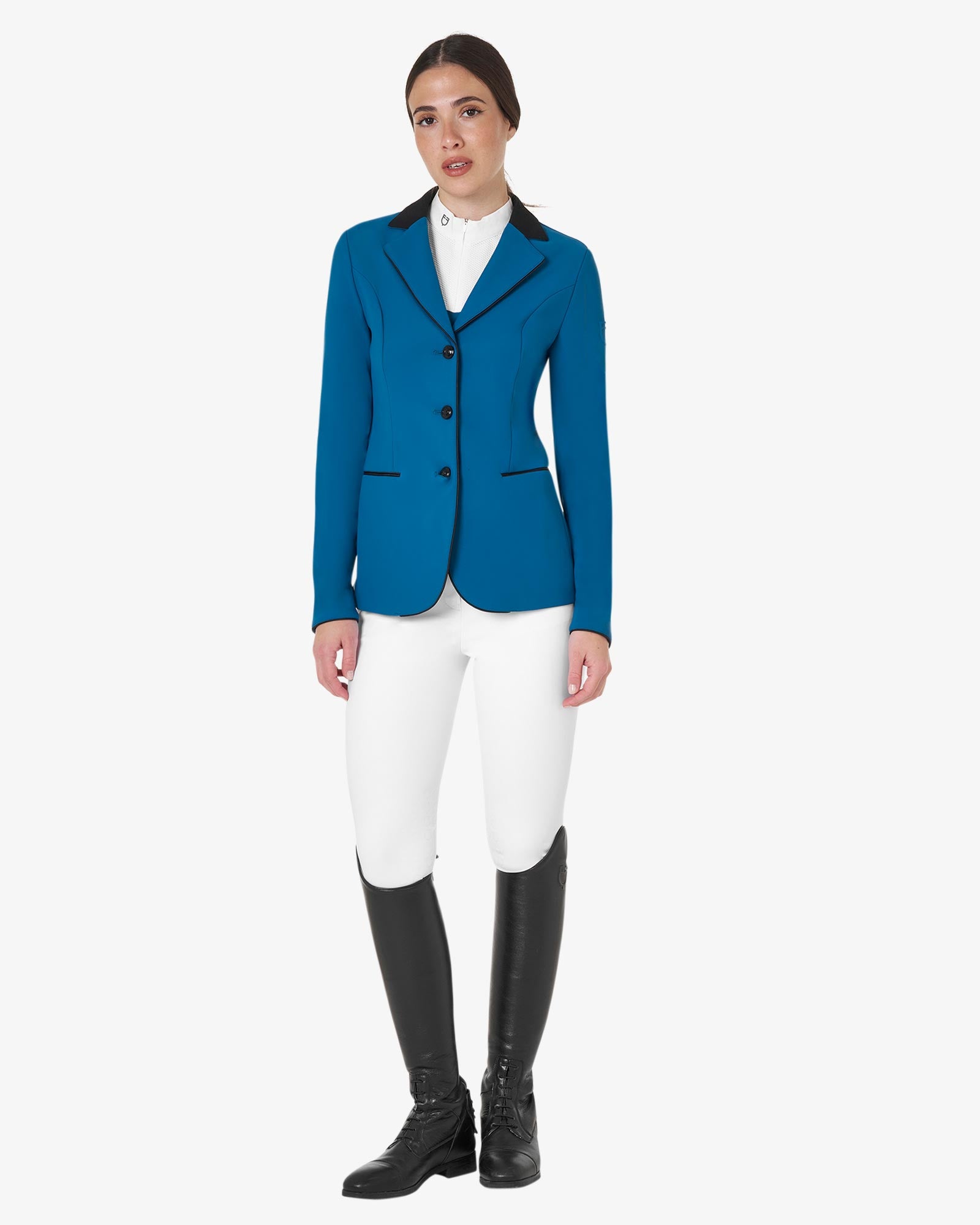 Equestro Women's Three Button Competition Jacket Blue Coral