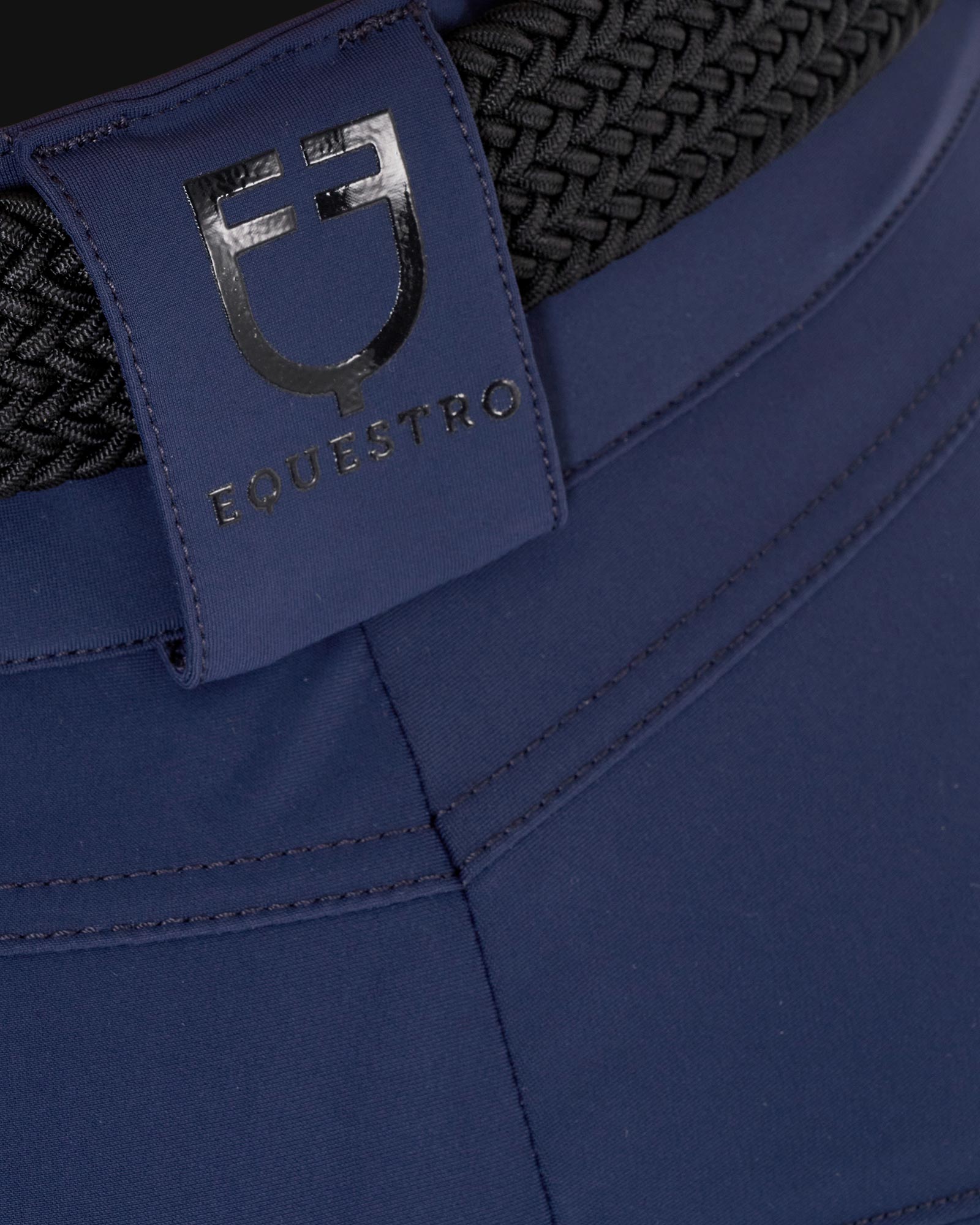 Equestro Women's High Waisted Knee Grip Breeches Navy Blazer | Equiflair