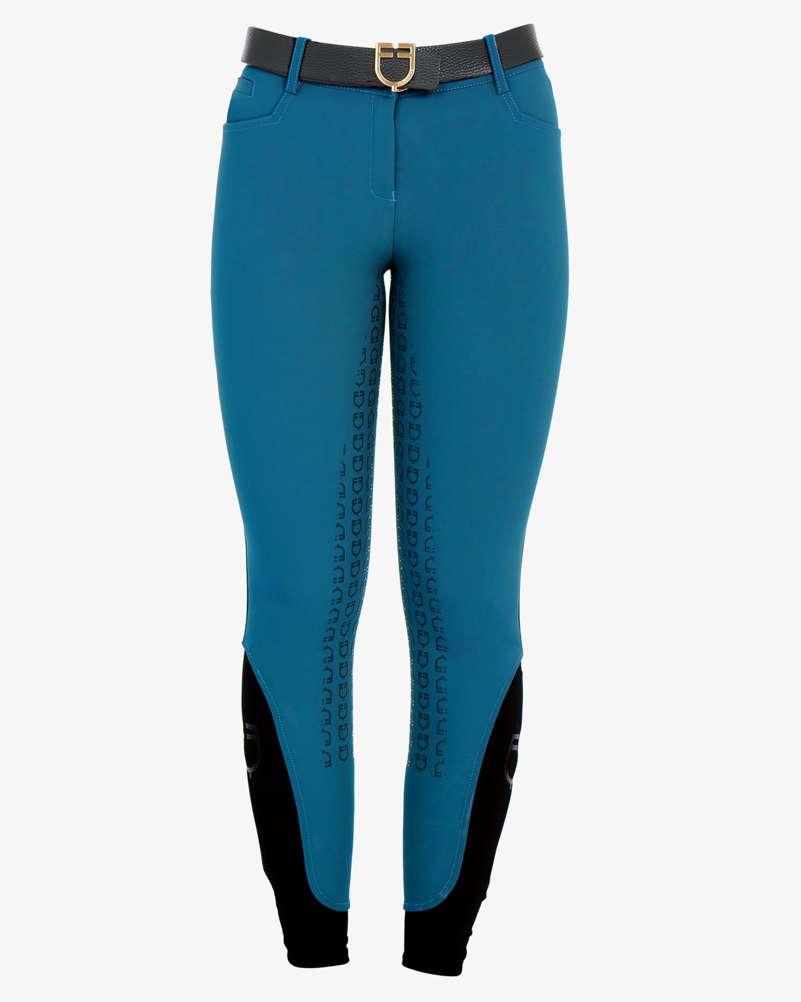 Equestro Women'S Full Grip Slim Fit Breeches Blue Coral