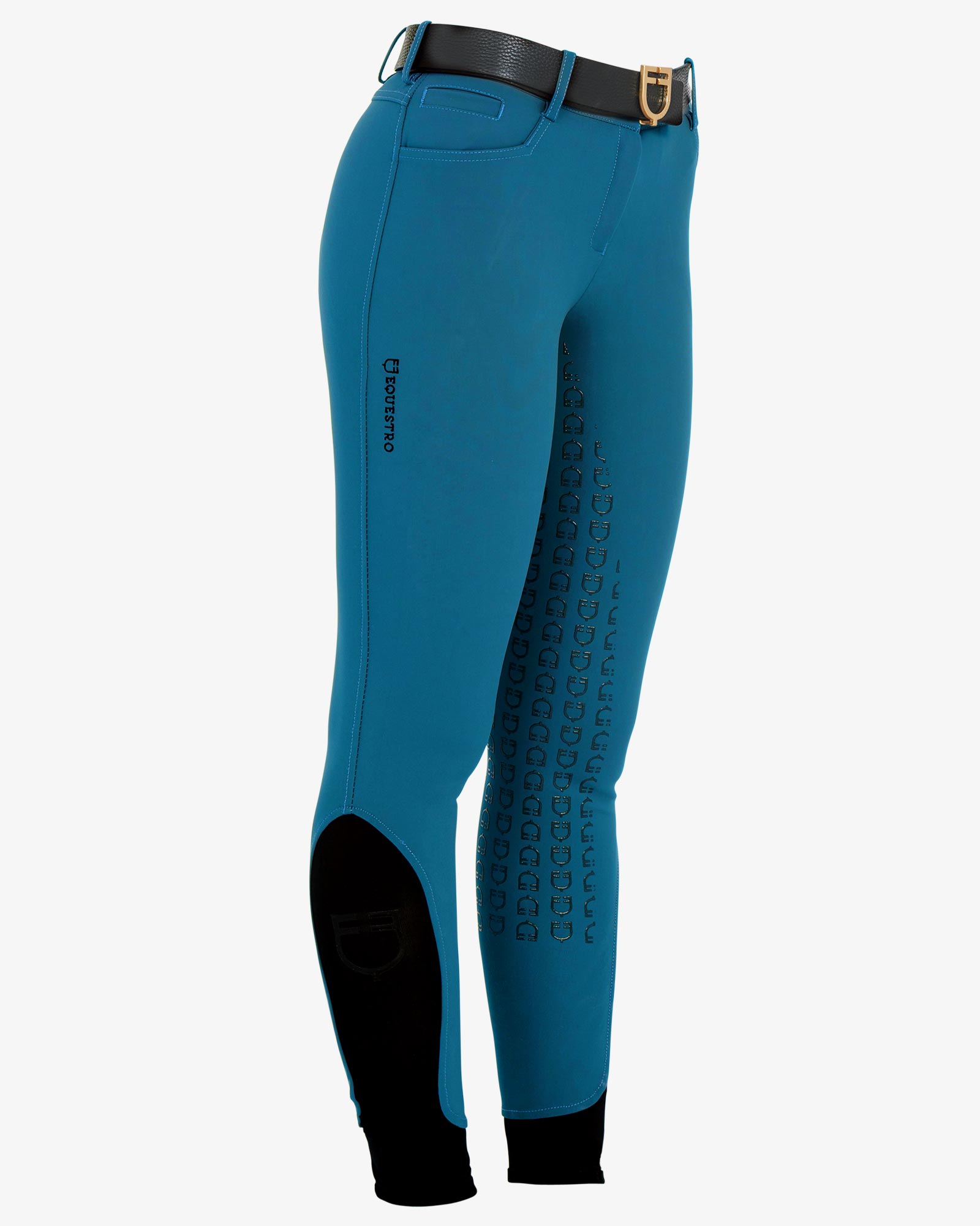 Equestro Women'S Full Grip Slim Fit Breeches Blue Coral