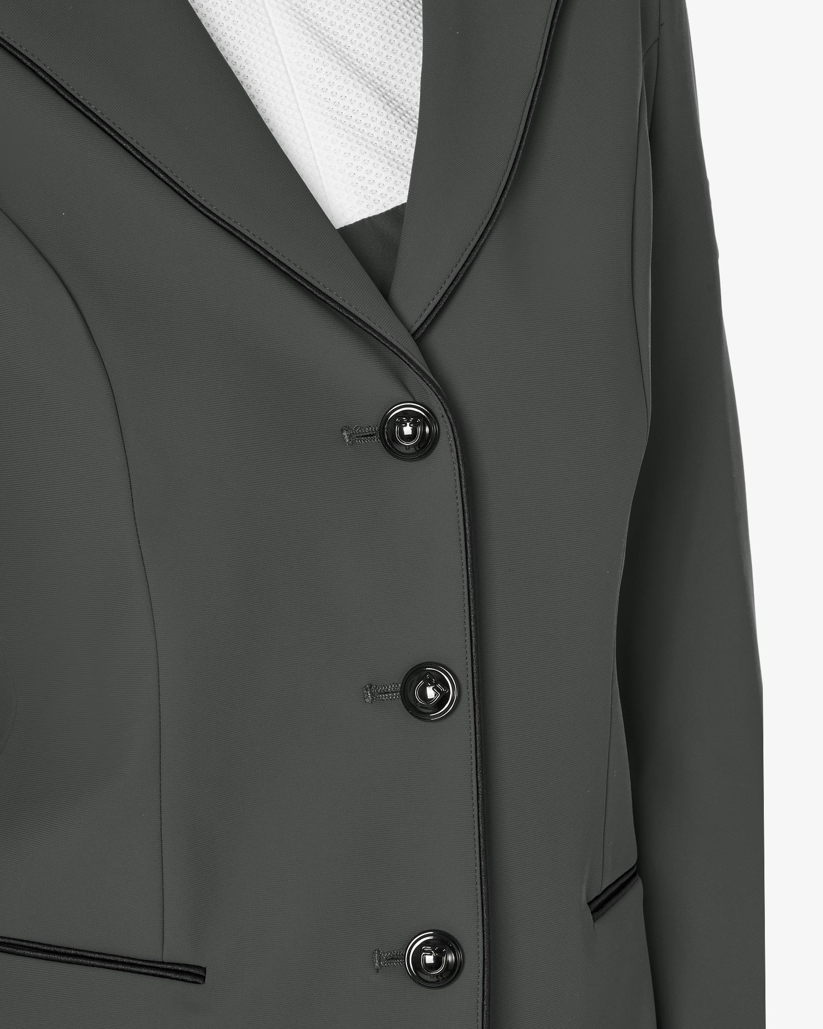 Equestro Women's Three Button Competition Jacket Grey/Black | Equiflair