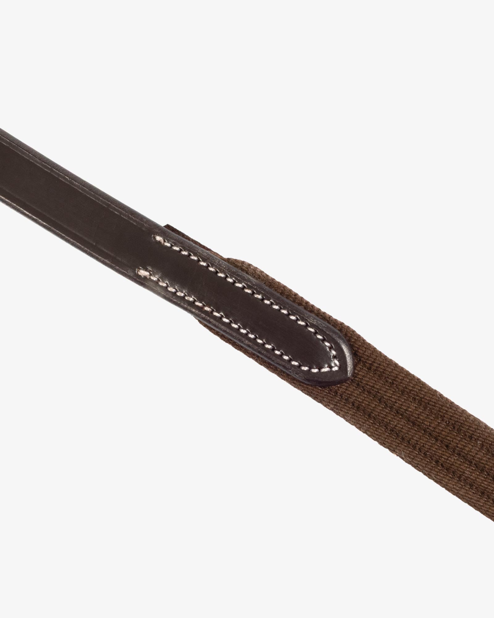 Equestro Sioux Leather Reins With Webbing Strap Dark Brown