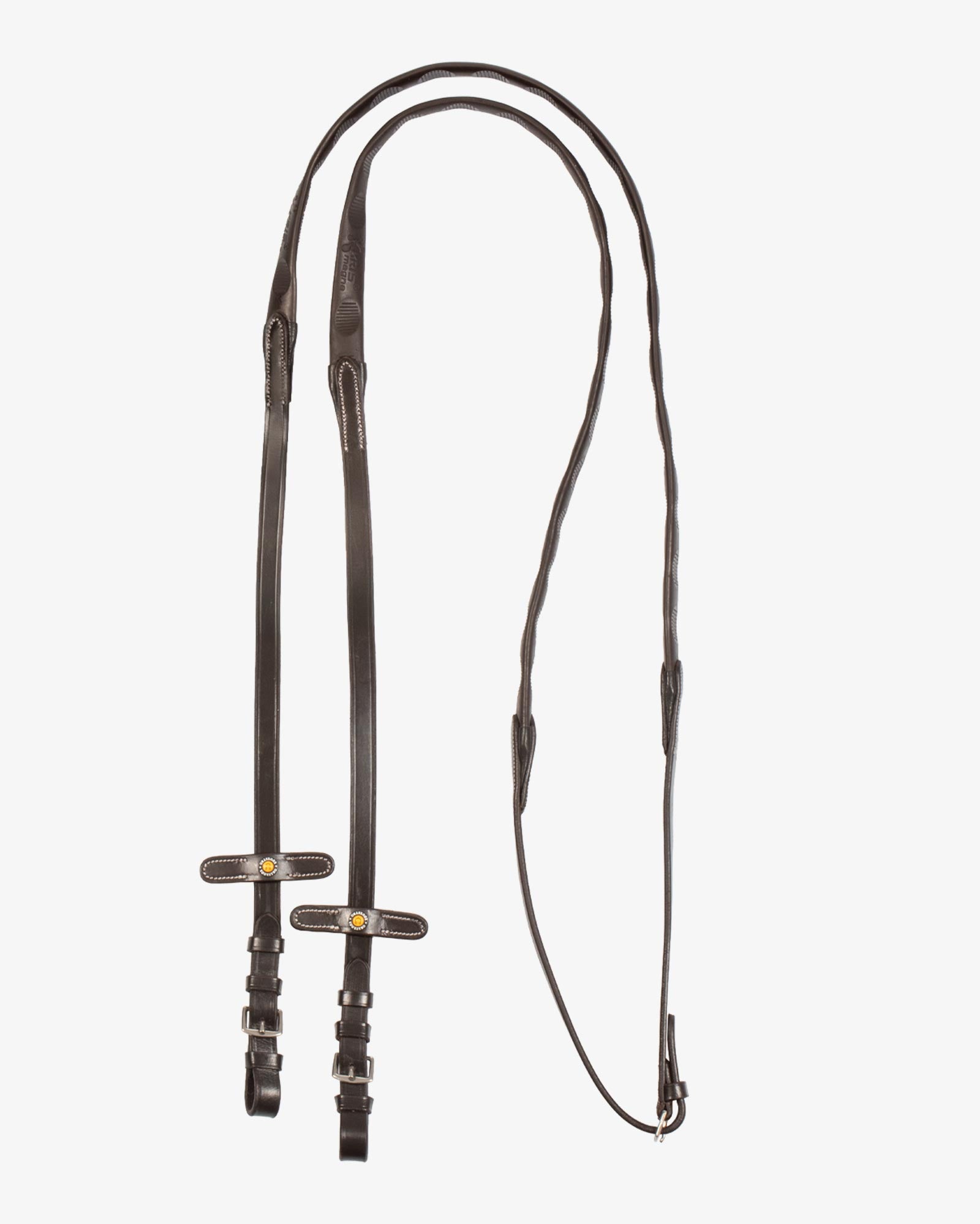 Equestro Leather Magna Reins With Rubber Grip Brown