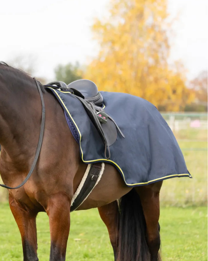 StormX Waterproof Exercise Sheet - Navy with Reflective Piping for Horse Riding. Keeps Your Horse Dry and Visible!