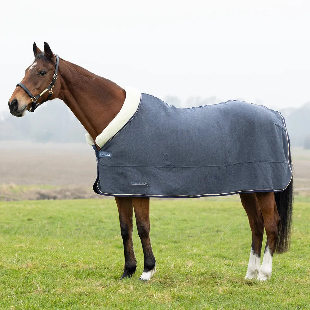 STORMX EMPRA Fleece Rug: Opal Grey Horse Blanket for Comfort & Warmth. Equiflair. Breathable, Moisture-Wicking Horse Rug with Fur Collar.