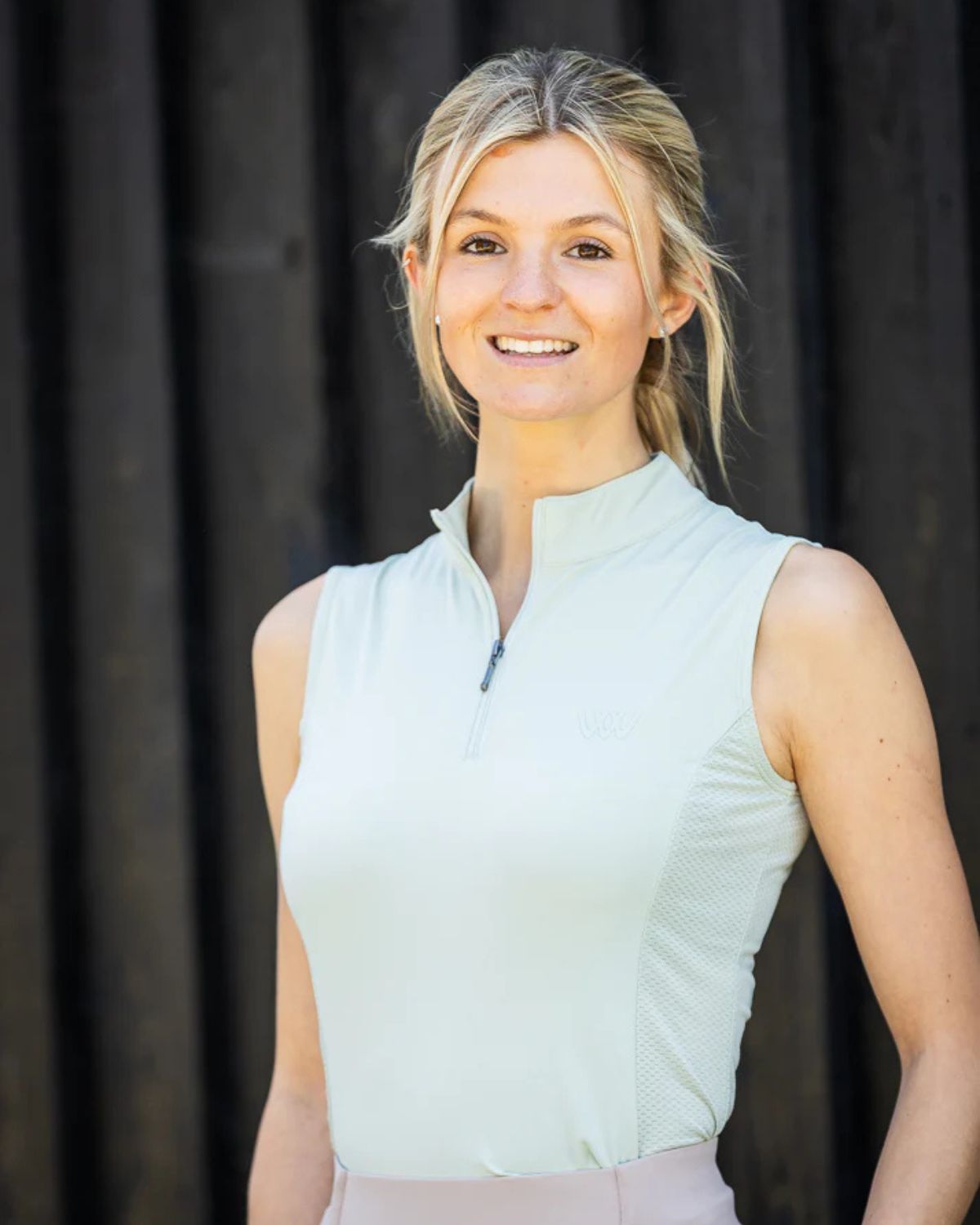 WOOF WEAR Sleeveless Riding Shirt - Sage Green. Buy equestrian apparel online. Equiflair.