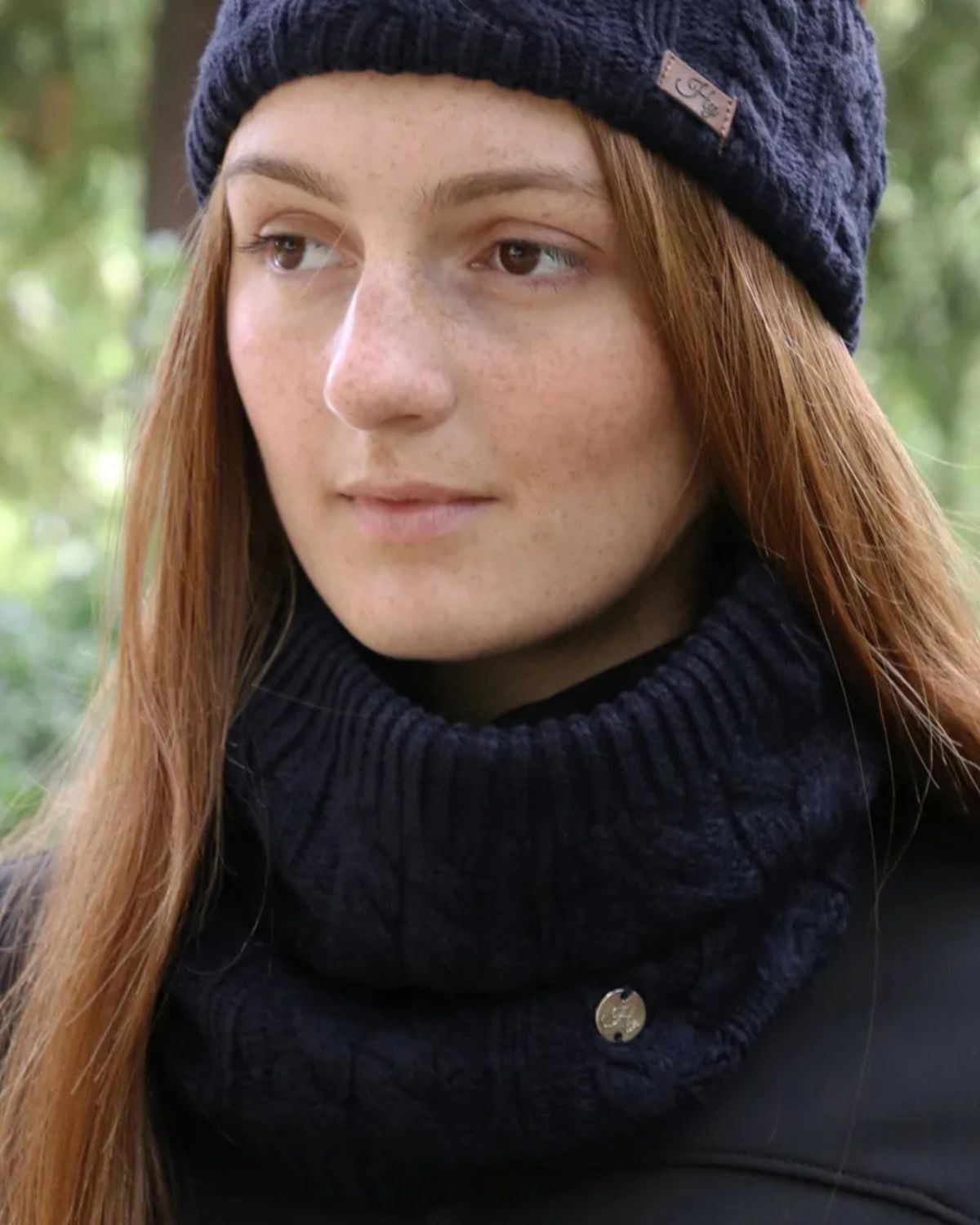 Hy Equestrian Meribel Cable Knit Snood Navy