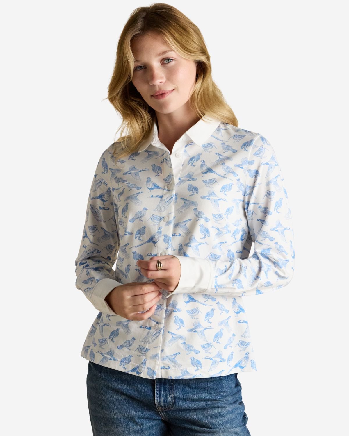 Joules Charlotte Blue Pheasants Printed Jersey Shirt | Equiflair