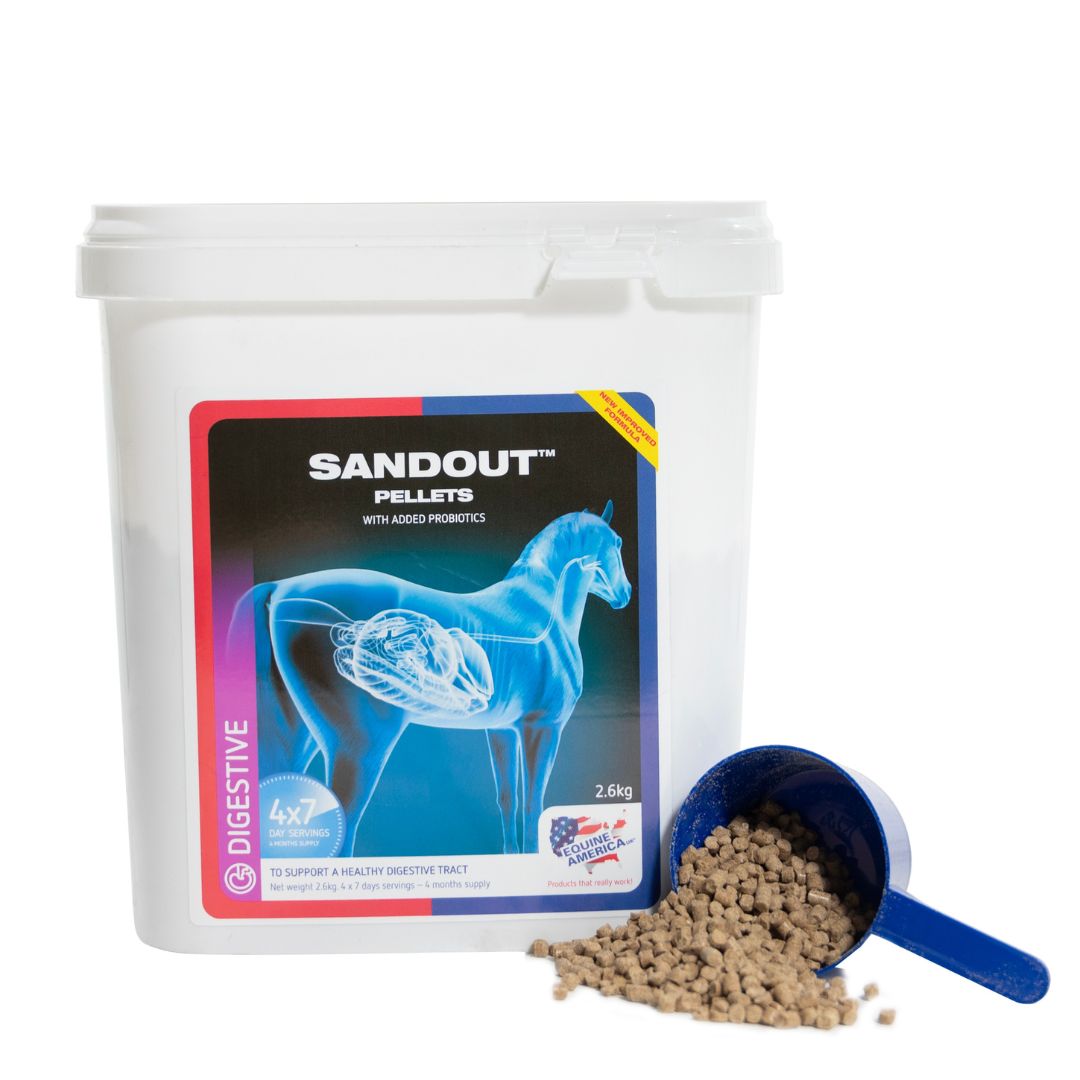 Equine America Sandout Pellets for horse digestive support and sand removal.