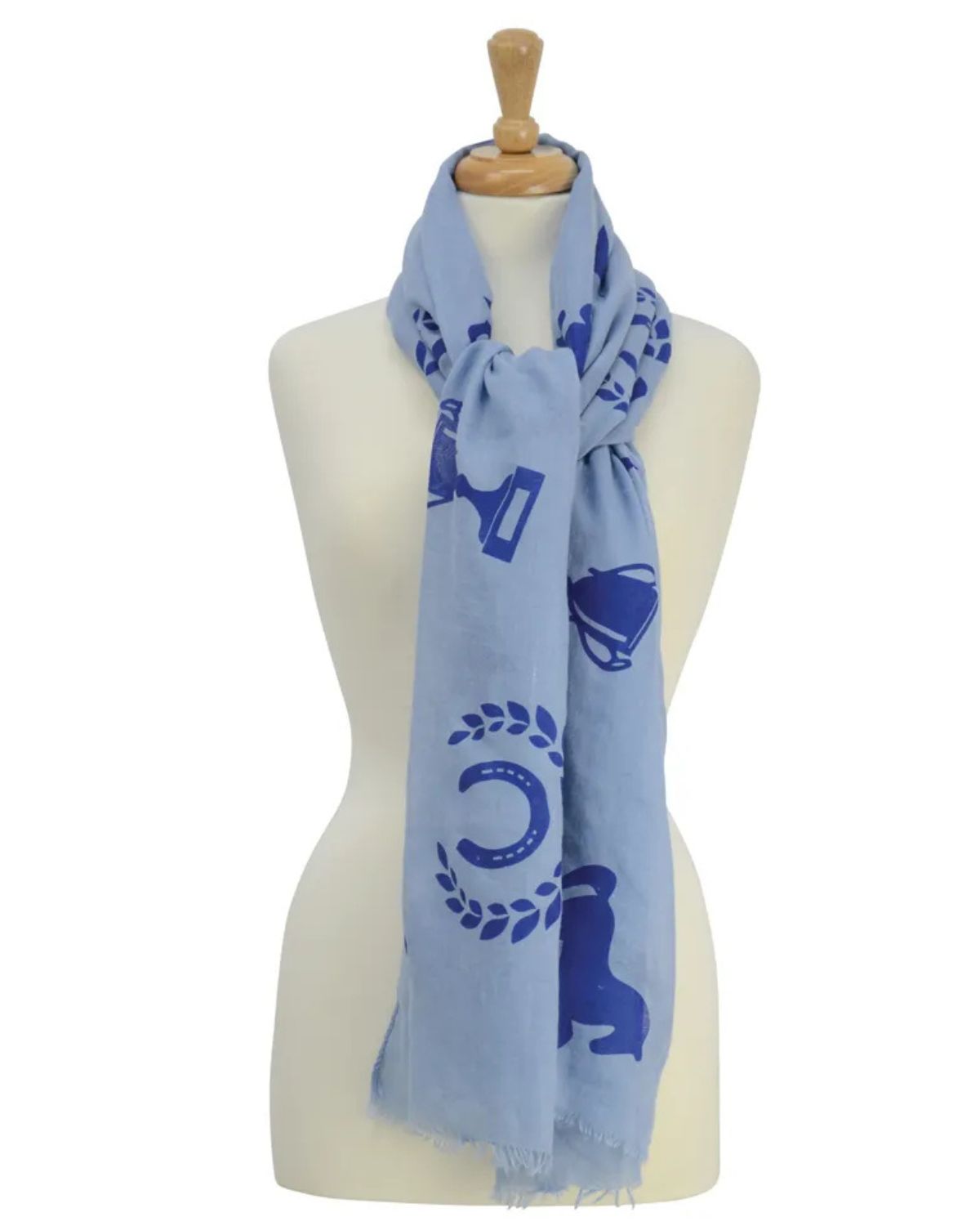 Hy Equestrian Ladies Balmoral Scarf Light Blue/Royal Blue Print
