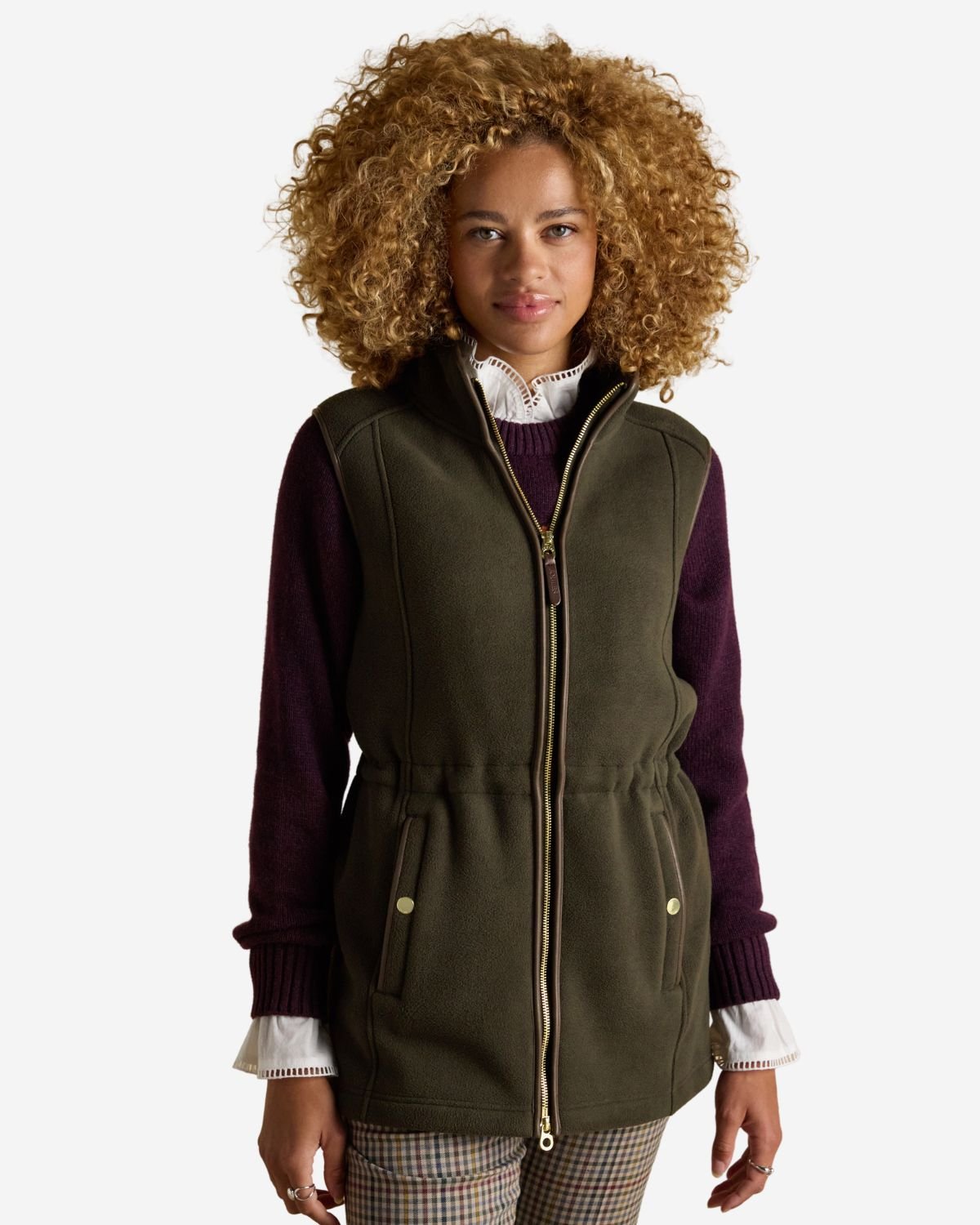Joules Heritage Khaki Green Longline Fleece Gilet | Equiflair