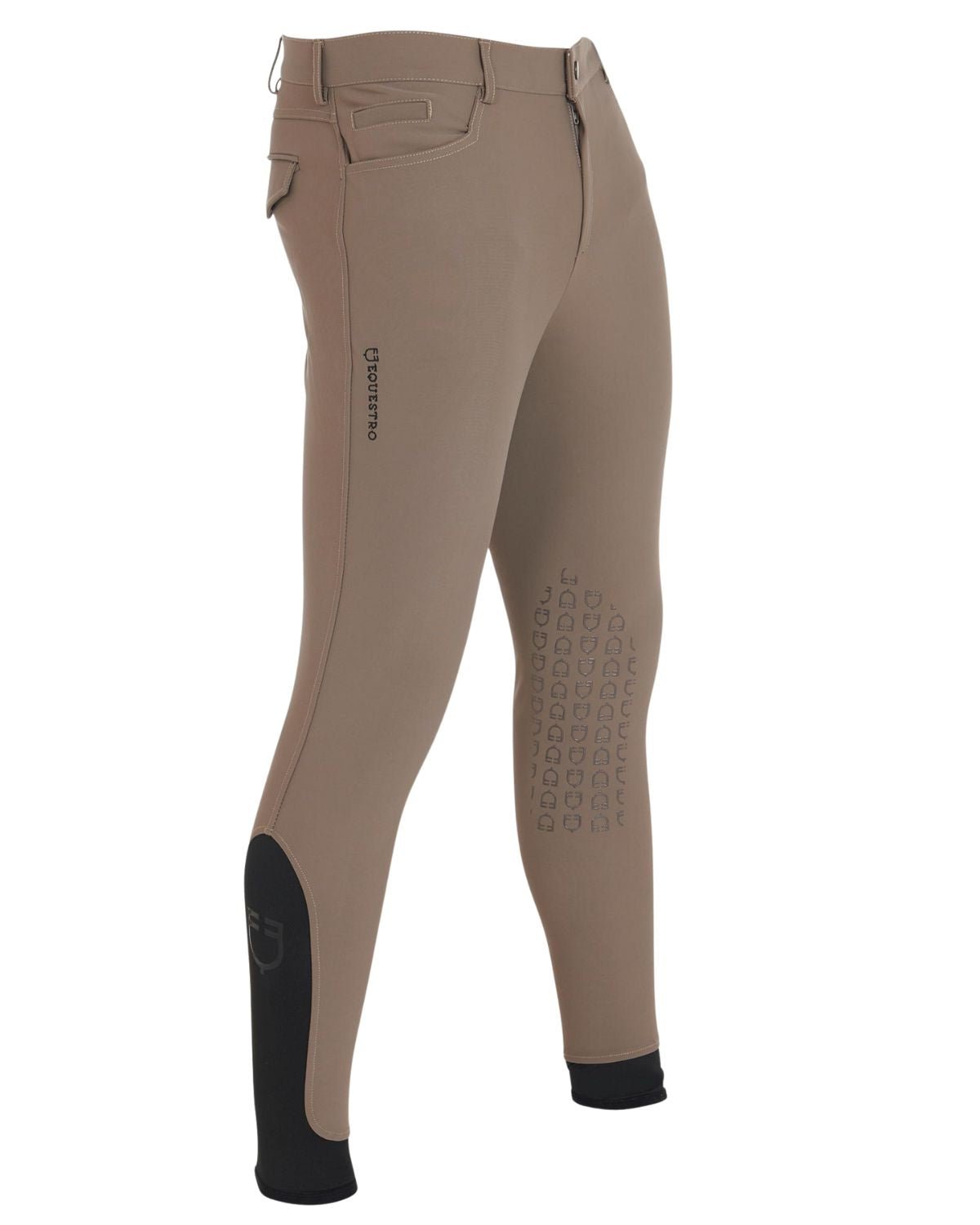 Equestro Men's Slim Fit Grip Breeches With Logo Walnut | Equiflair