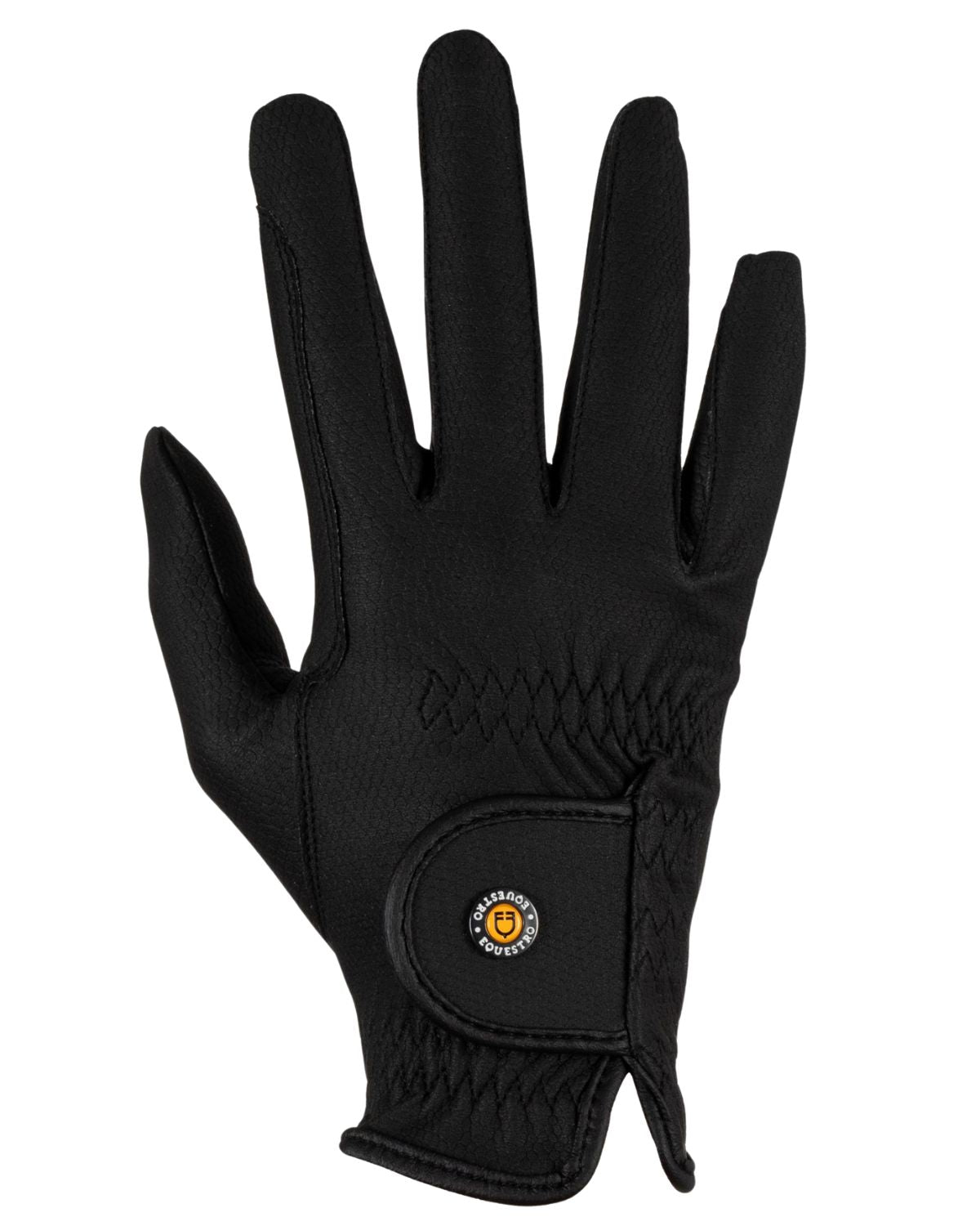Equestro Unisex Gloves In Synthetic Leather With Tear Away Closure Black