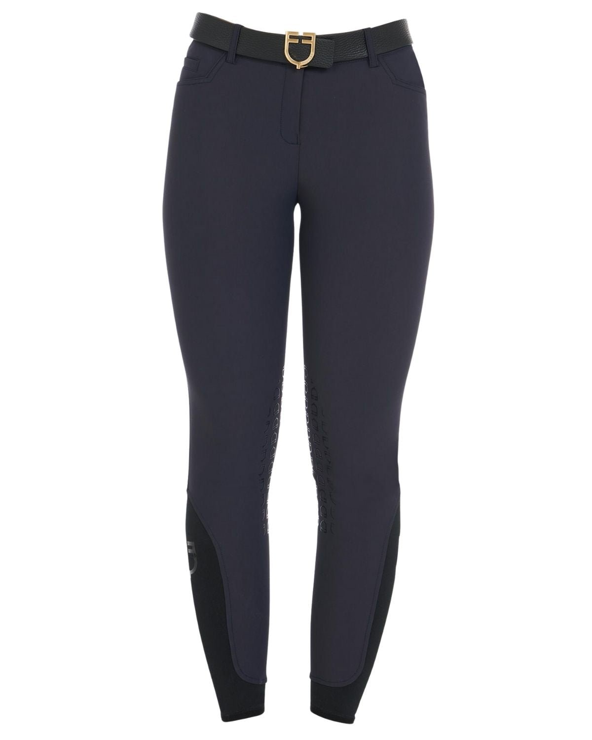 Equestro Women's Slim Fit Grip Breeches With Logo Navy | Equiflair